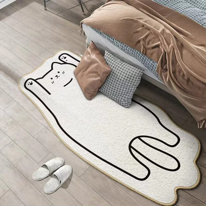 고양이 극세사 포인트 디자인 러그 카페트 단모 사계절 침실 방 2size 8colors 고양이시리즈(갈색) - 상세 이미지 2