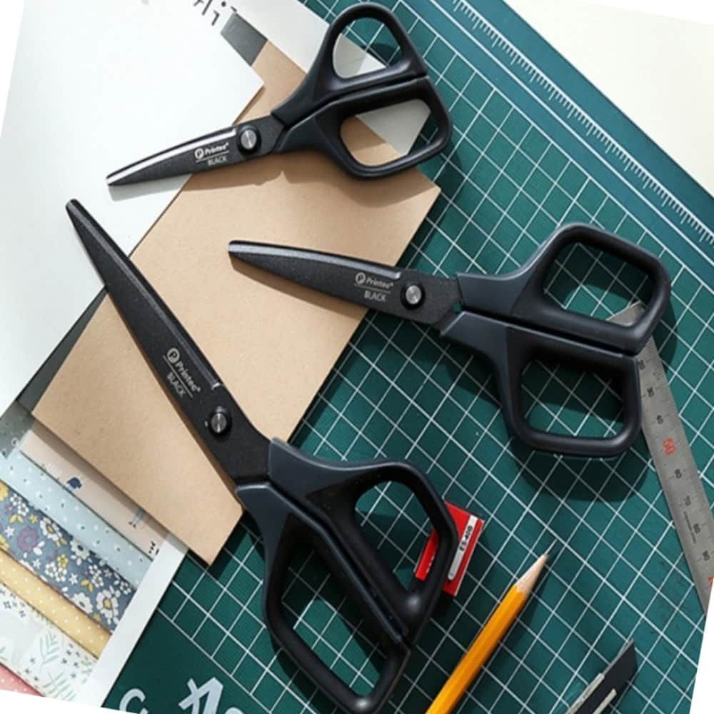 곡선 디자인 블랙 가위 21cm 공작 도구 테프론 코팅 수공구 - 메인 이미지