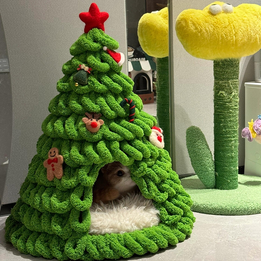 크리스마스 트리 고양이 집 만들기 DIY 선물 보온 숨숨집 패키지 하우스 A 글루건세트 - 상세 이미지 4