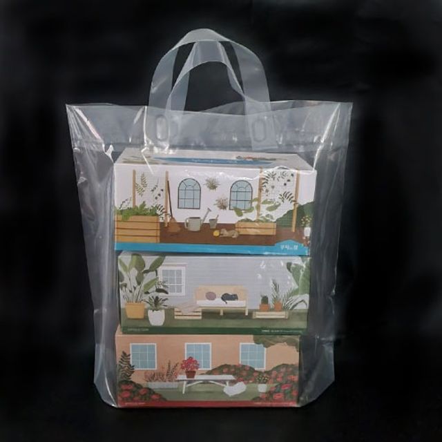 PE 투명 손잡이 루프 봉투 쇼핑 50x40+5cm(100장) - 상품 이미지