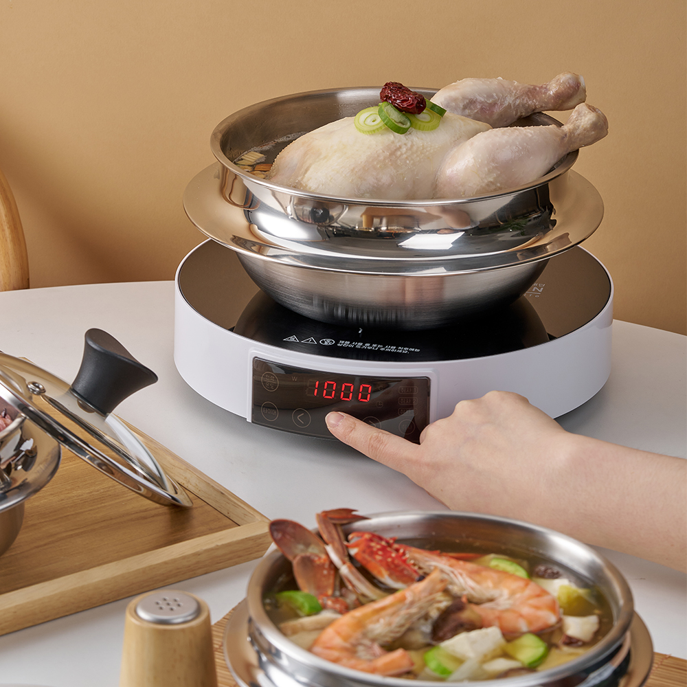 클래딘 인덕션 직화 IH 통3중 스텐 유리뚜껑 가마솥 16cm - 상세 이미지 3