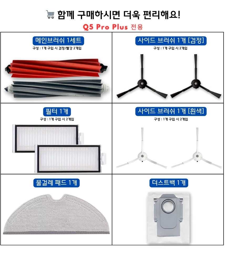 [호환] 로보락 Q5 Pro Plus 소모품 필터 2EA 이미지 2