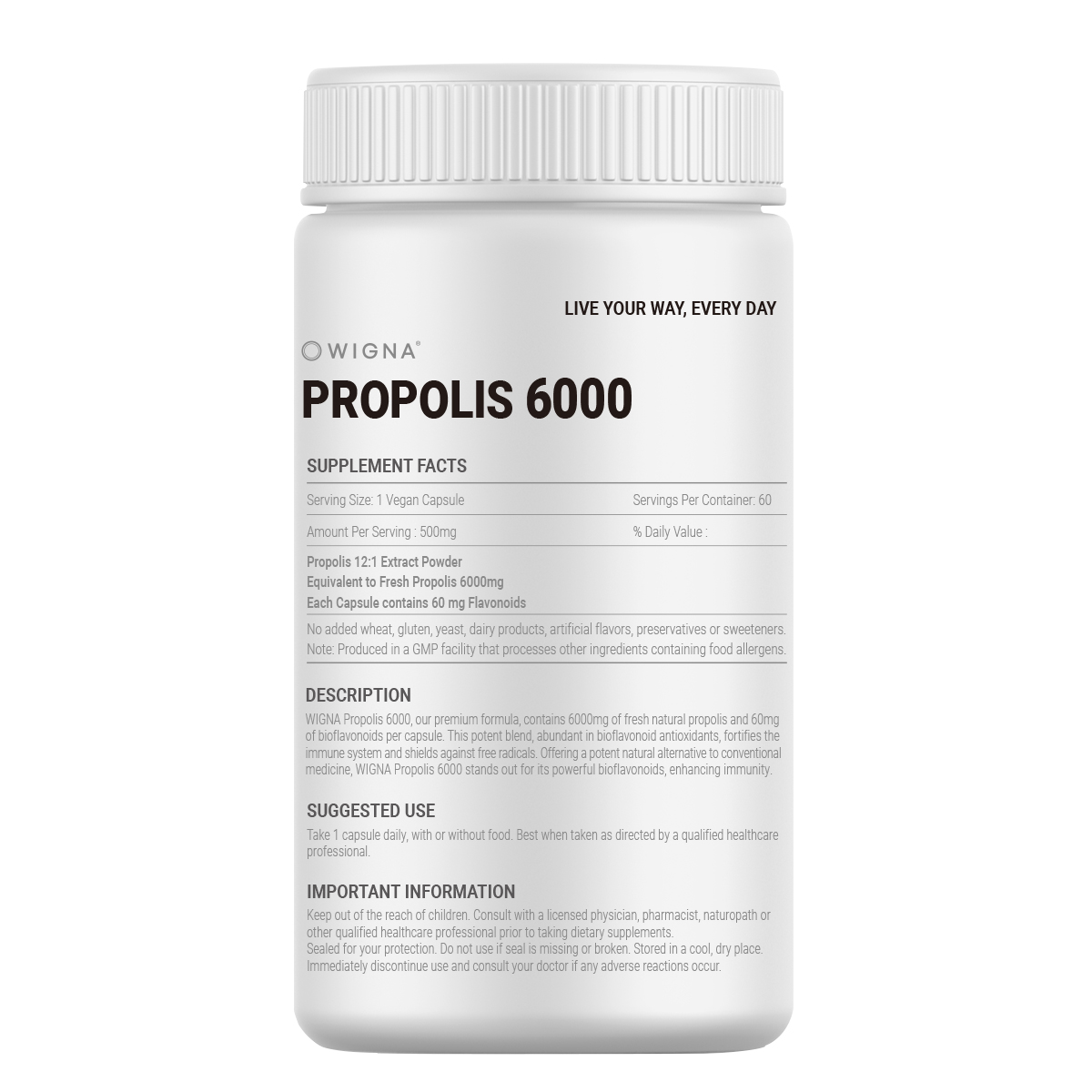 위그나 호주산 프로폴리스 6000mg 플라보노이드 60mg 면역향상 500mg x 60캡슐 - 상세 이미지 3