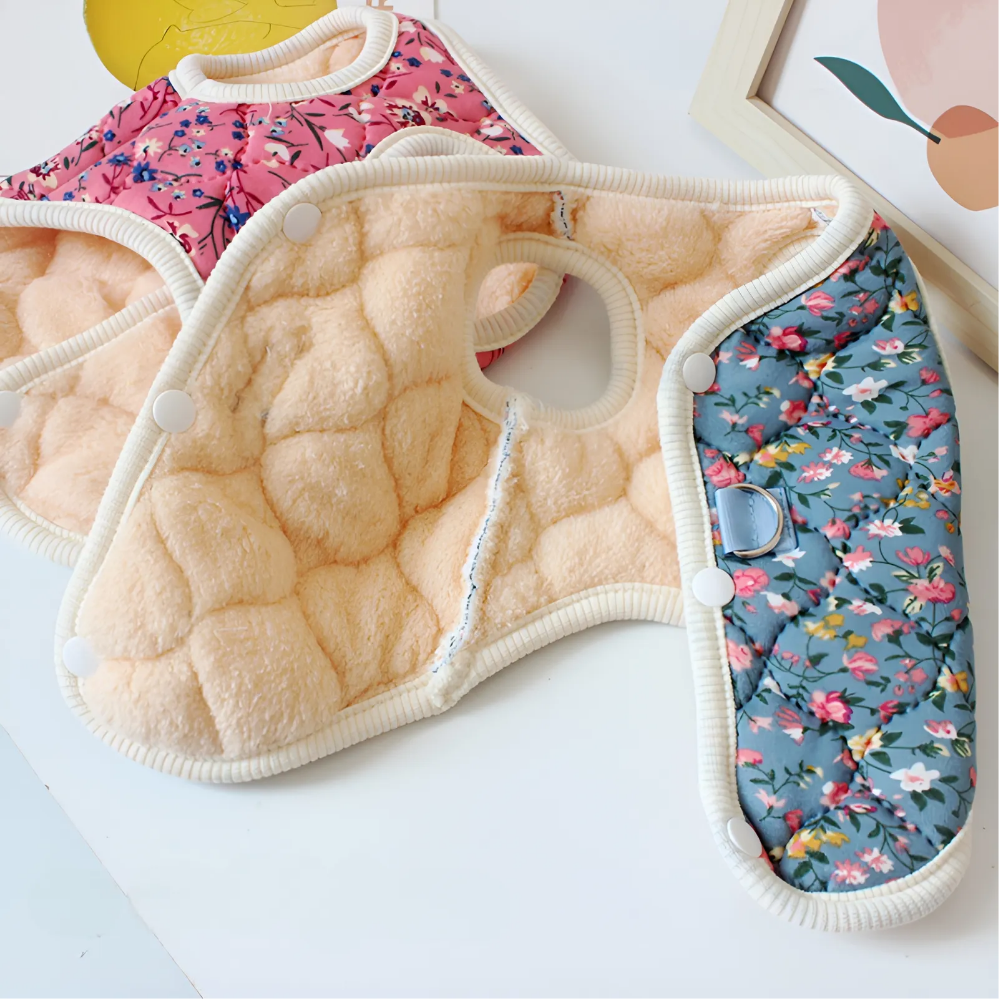 강아지 김장조끼 고양이 강아지 할머니 할매 조끼 누빔 꽃무늬