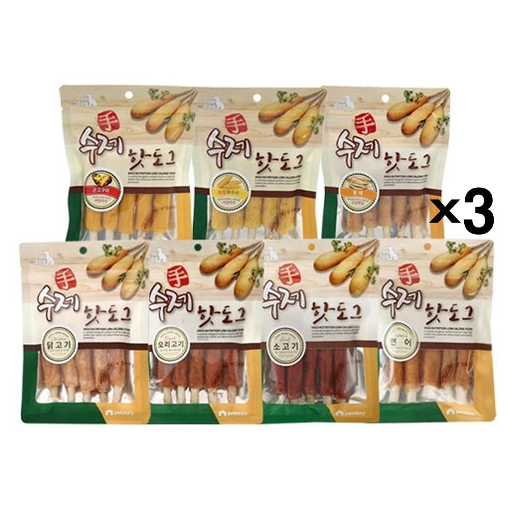 펫스토리 수제 핫도그 100gX3 고기말이 영양 애견간식 연어 - 메인 이미지