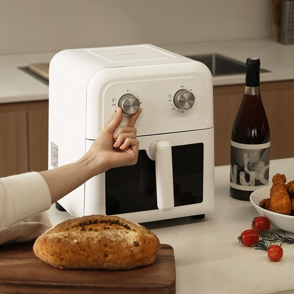 라쿠진 보이는 6L 미니 에어프라이어 유리 소형 올스텐 트레이 에어프라이기