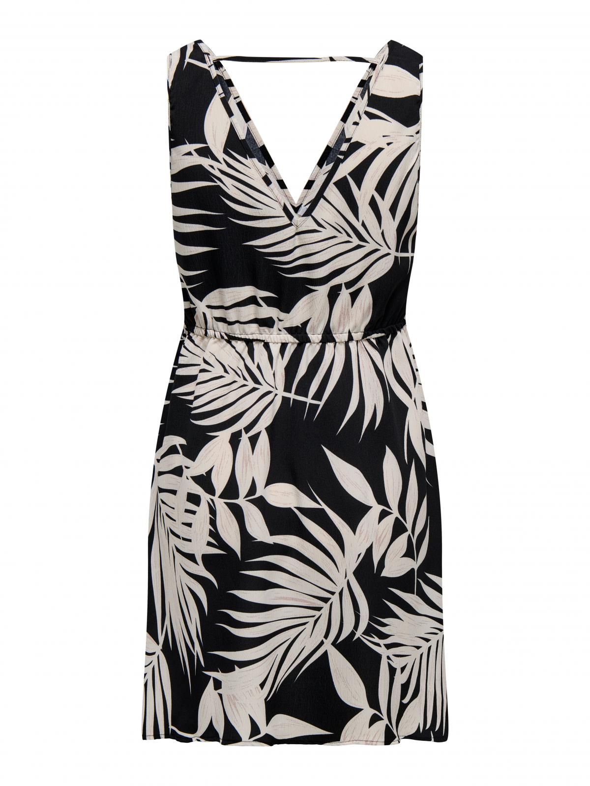 온리 트로피컬 패턴 브이넥 민소매 미니 원피스 15342645_2161_1193147 BLACK / BLACK - 상세 이미지 4