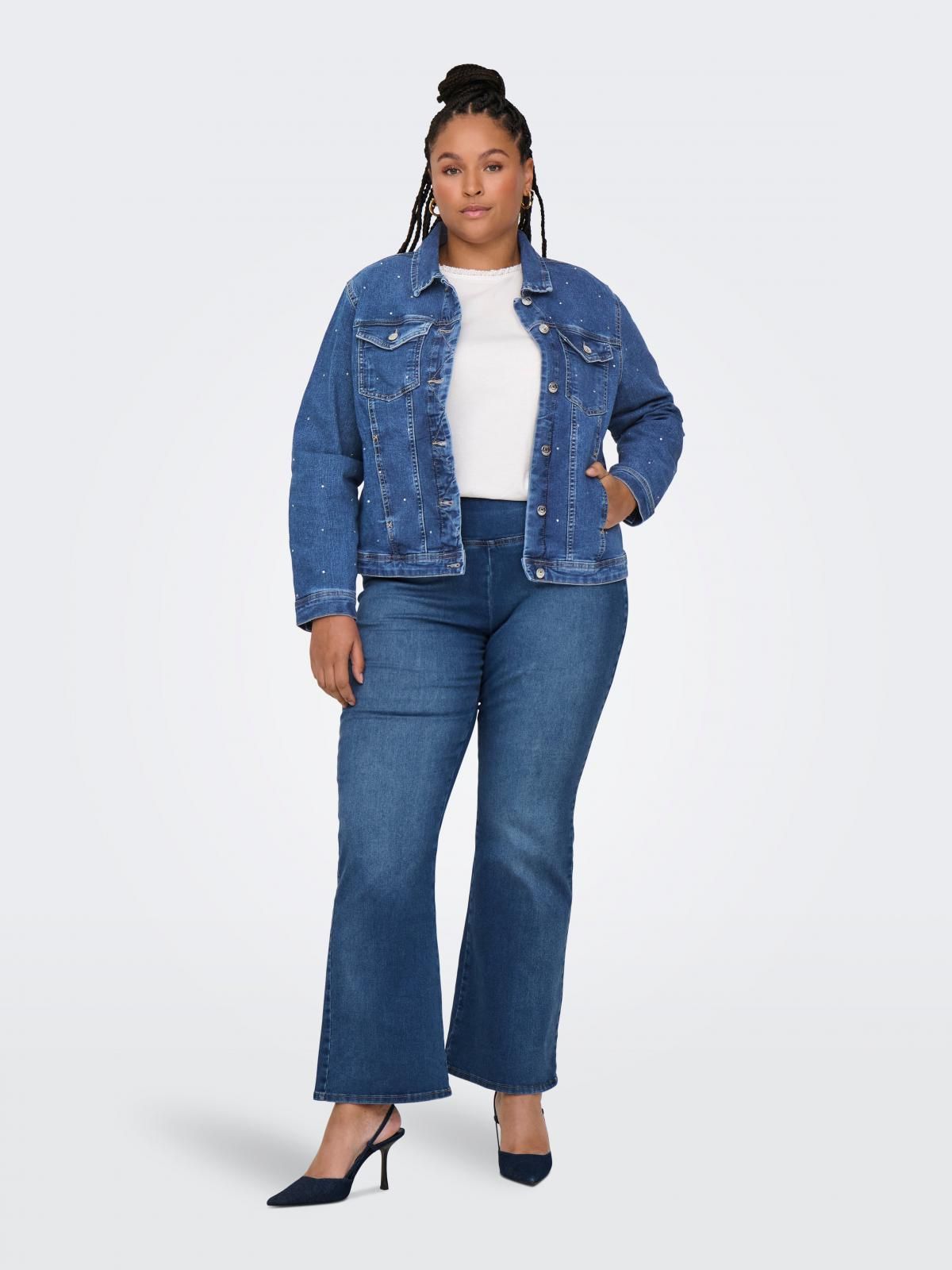 온리 빅사이즈 펄 장식 데님 재킷 15351337_2115_1195317 BLUE / MEDIUM BLUE DENIM - 상세 이미지 5