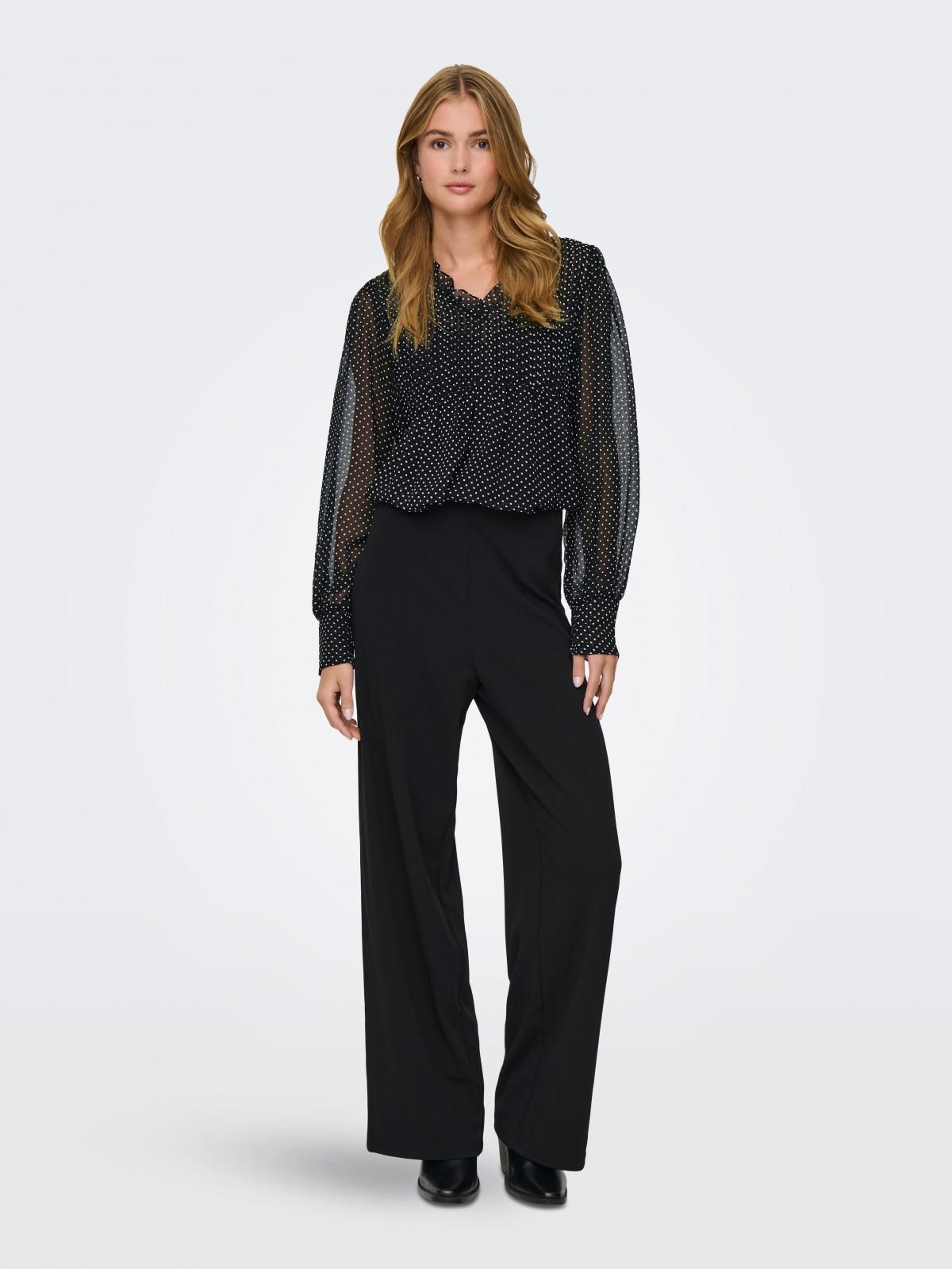 온리 도트 패턴 시스루 브이넥 블라우스 15372407_2161_1267709 BLACK / BLACK - 상세 이미지 5