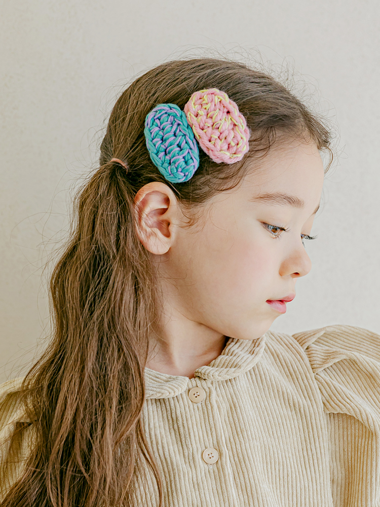 믹스 털실 데일리 똑딱핀 유아헤어핀 - 상품 이미지