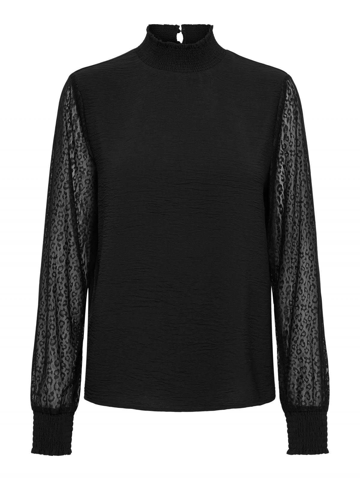 온리 레이스 하이넥 블랙 긴팔 탑 15367414_2161 BLACK / BLACK - 상세 이미지 3