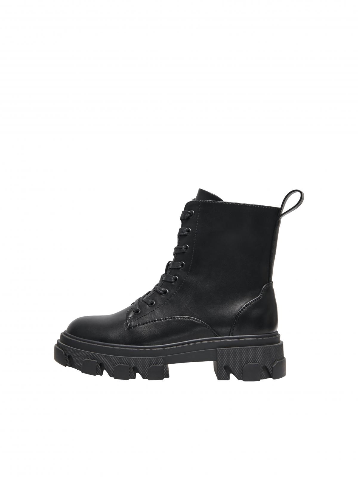 온리 청키 앵클 레이스업 워커 부츠 15367244_2161 BLACK / BLACK - 상품 이미지