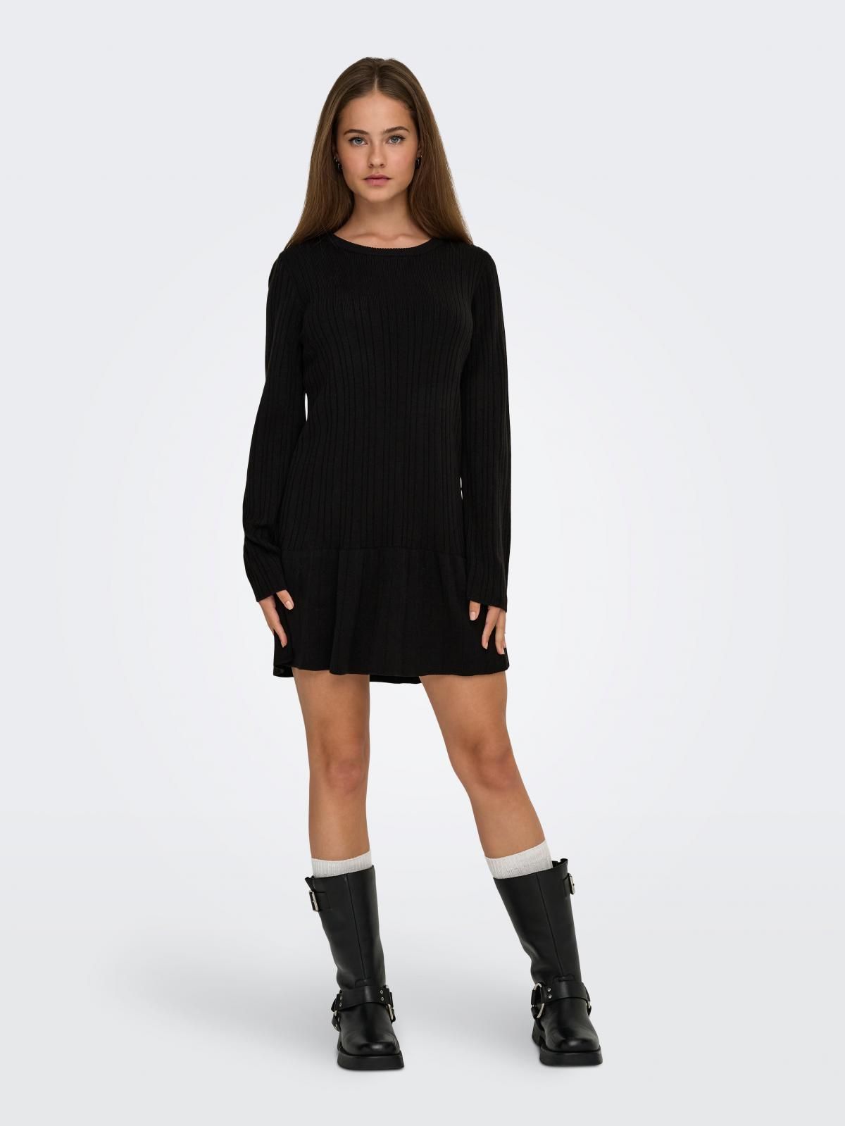 온리 플랫니트 하이넥 미니 원피스 15365667_2161 BLACK / BLACK - 상세 이미지 5