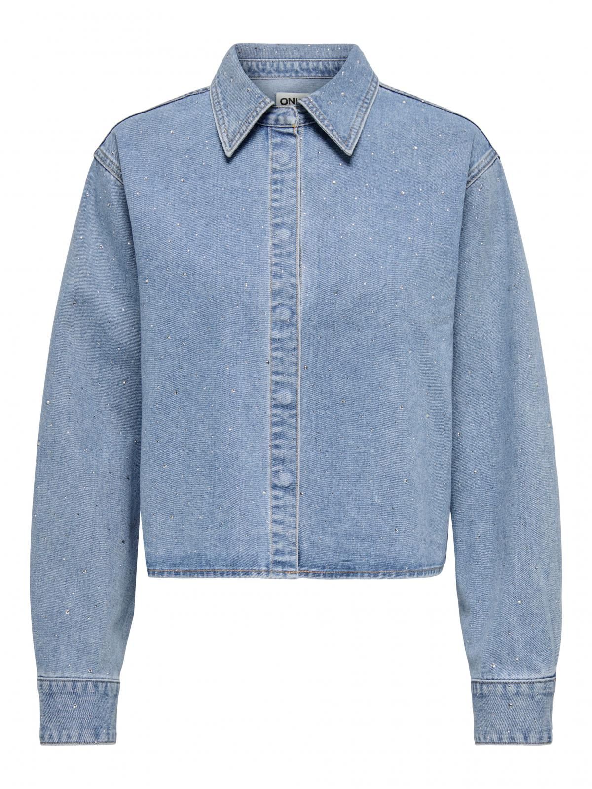 온리 트렌디 크롭 데님 셔츠 15352423_2116 BLUE / LIGHT BLUE DENIM - 상세 이미지 3