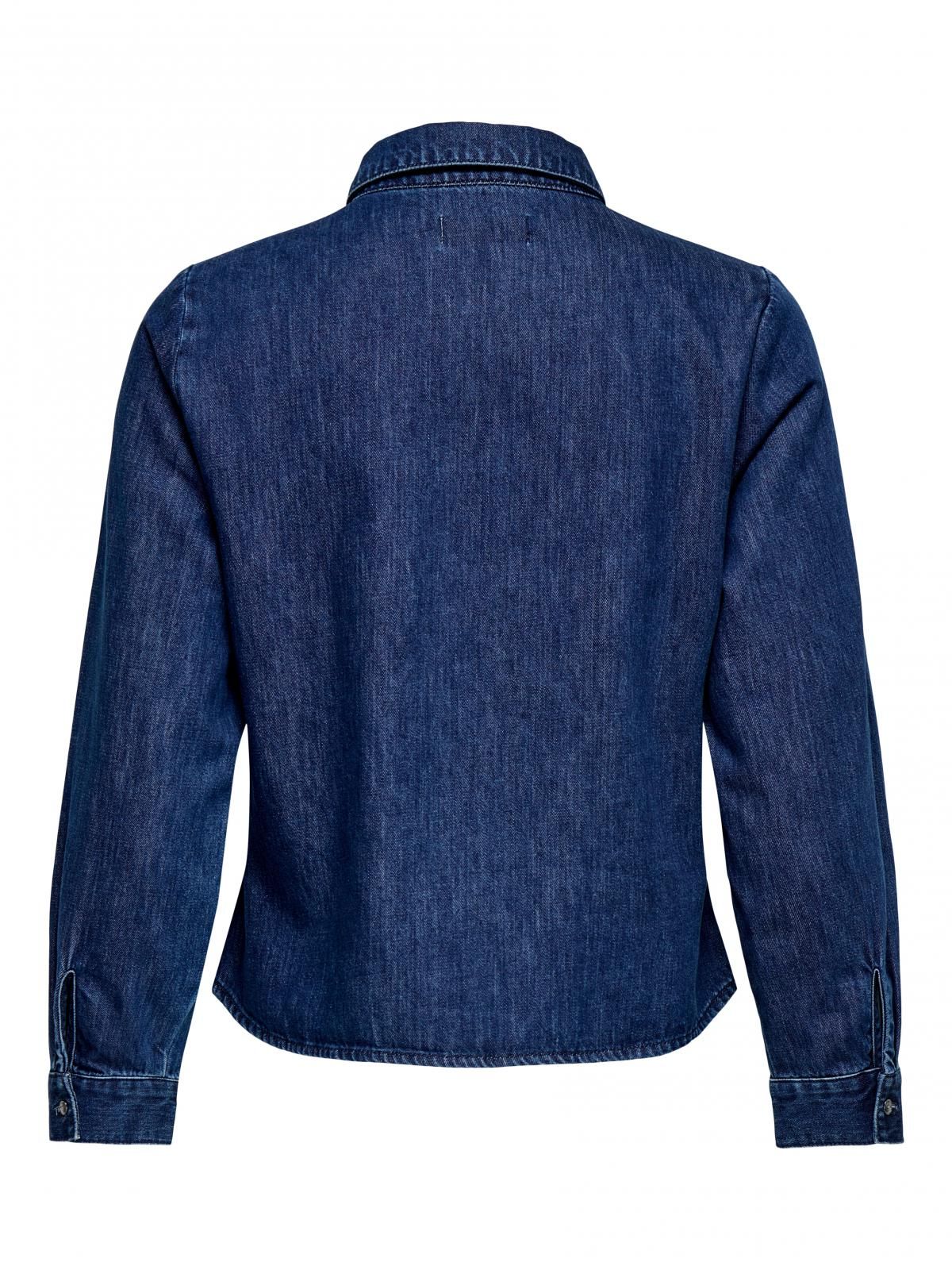 온리 프릴 테크니컬 데님 긴팔 셔츠 15360310_2114 BLUE / DARK BLUE DENIM - 상세 이미지 4