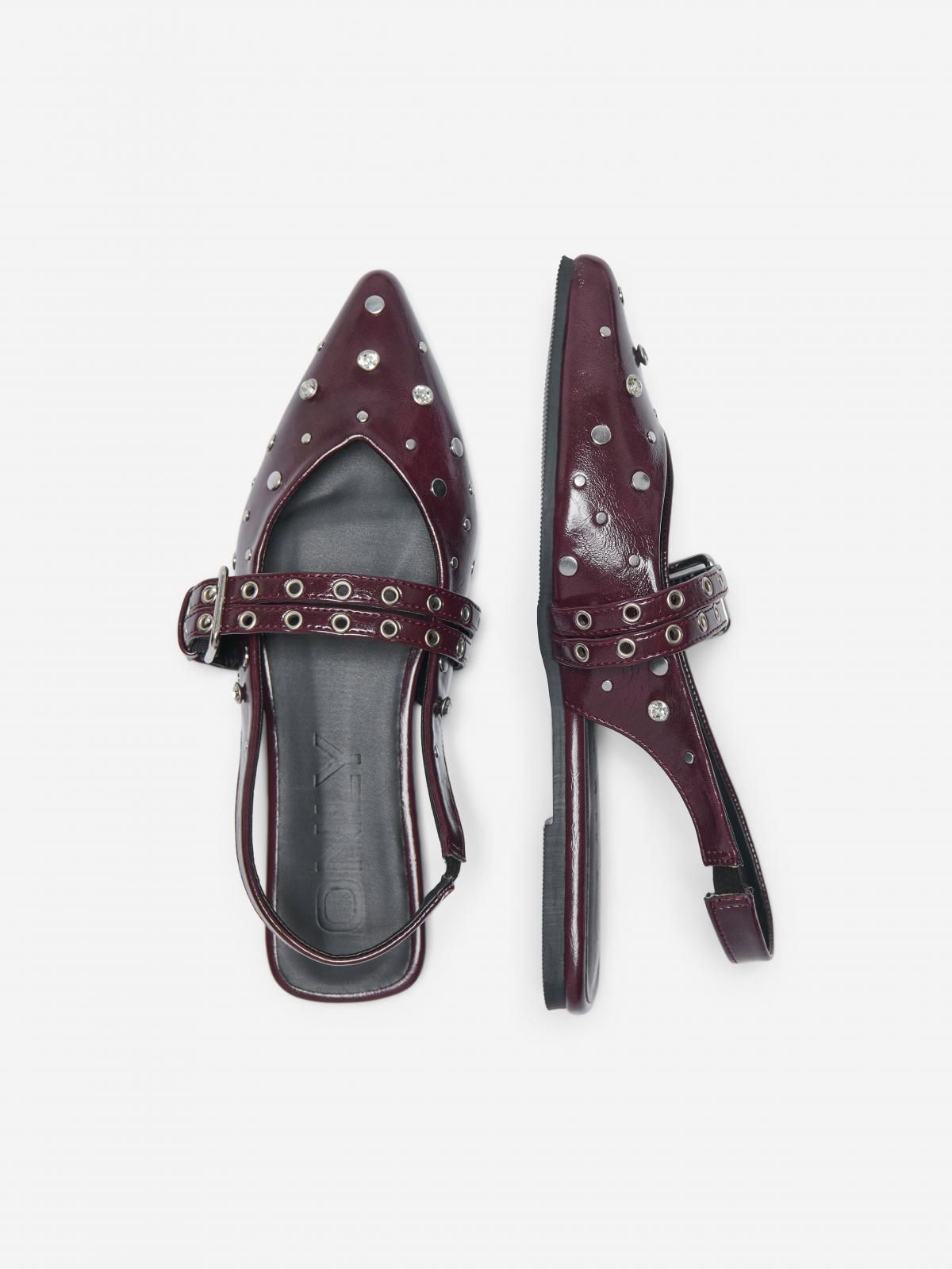 온리 글리터 스터드 버건디 스트랩 샌들 15340903_1013 PURPLE / BURGUNDY - 상세 이미지 3