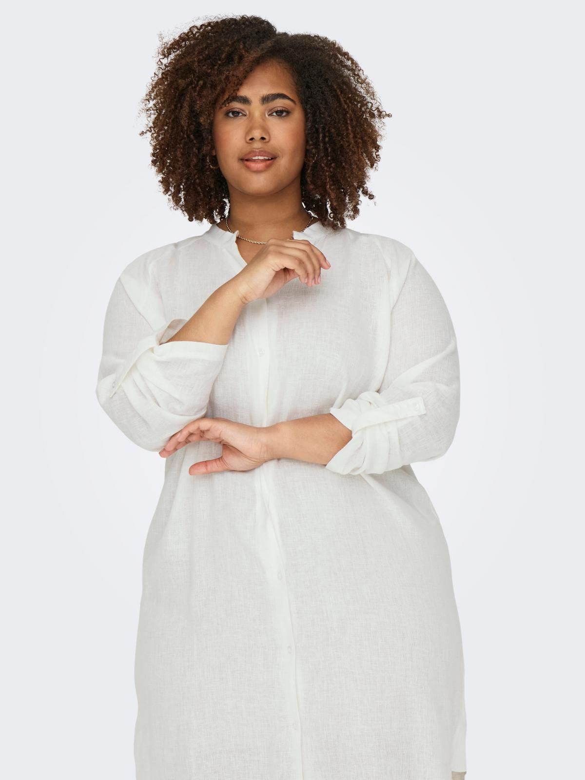 온리 빅사이즈 미디 셔츠 원피스 버튼 비스코스 15323378_5 WHITE / BRIGHT WHITE 이미지 6