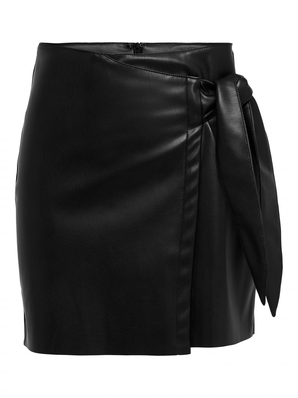 온리 레더 랩 웨이스트 벨트 미니 스커트 15237194_2161 BLACK / BLACK - 상세 이미지 3