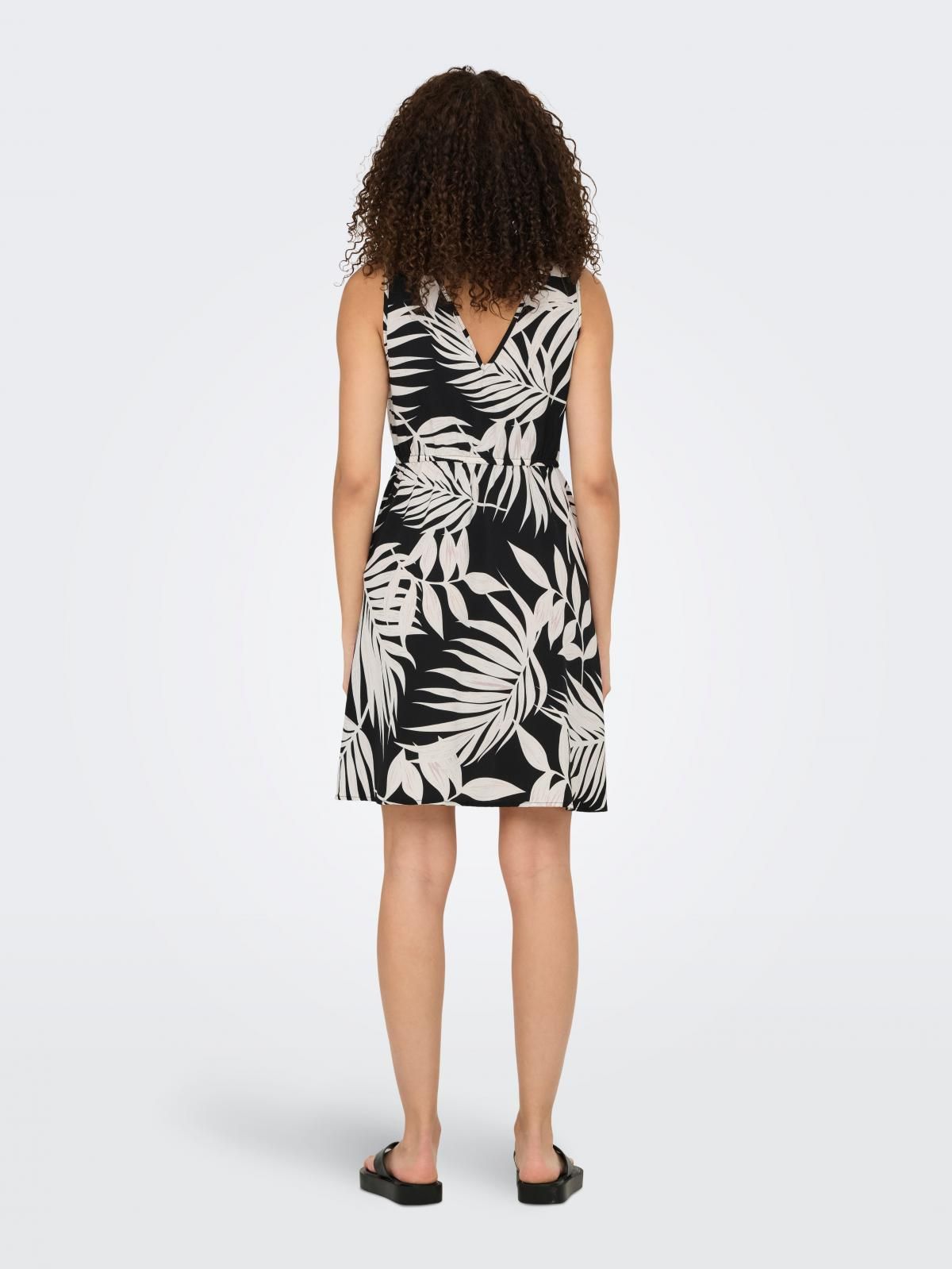 온리 트로피컬 패턴 브이넥 민소매 미니 원피스 15342645_2161_1193147 BLACK / BLACK - 상세 이미지 2