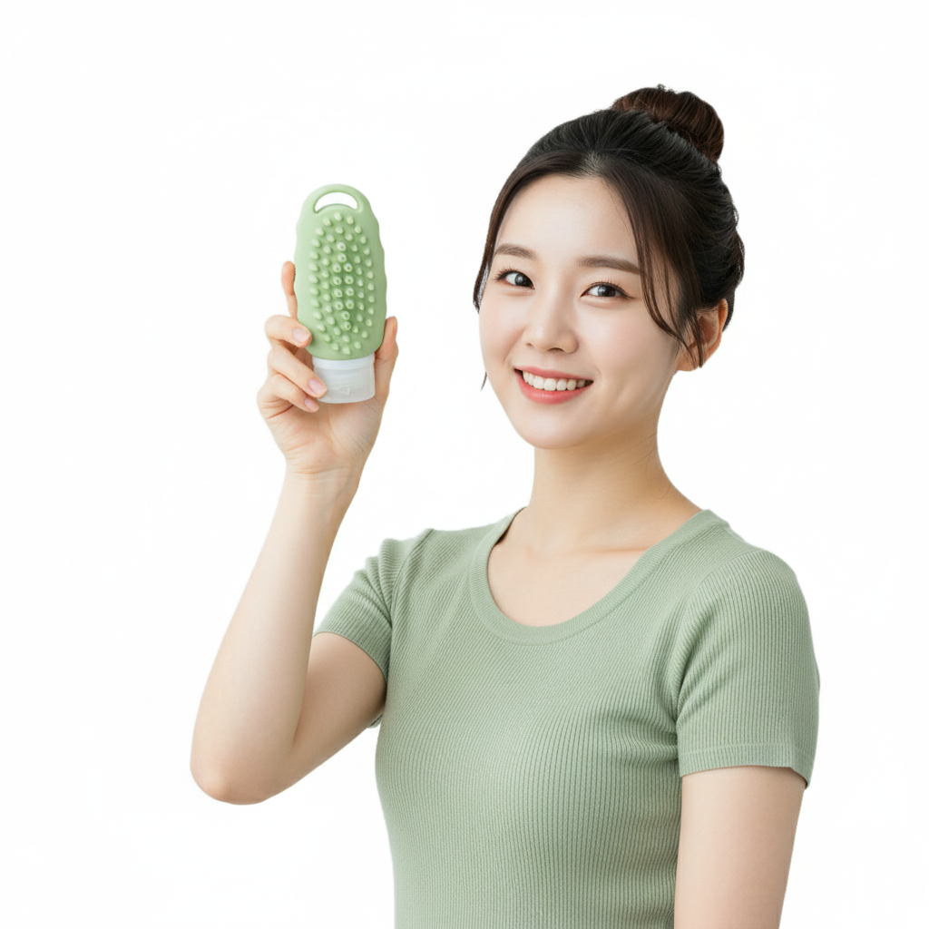 부코 프리미엄 샴푸브러쉬 세안브러쉬 휴대용 실리콘 공병 3in1 - 상세 이미지 5