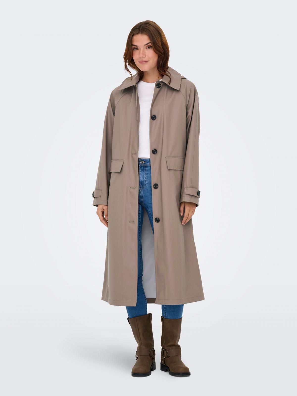 온리 테크니컬 롱 레인코트 15355208_120 GREY / WALNUT - 상품 이미지