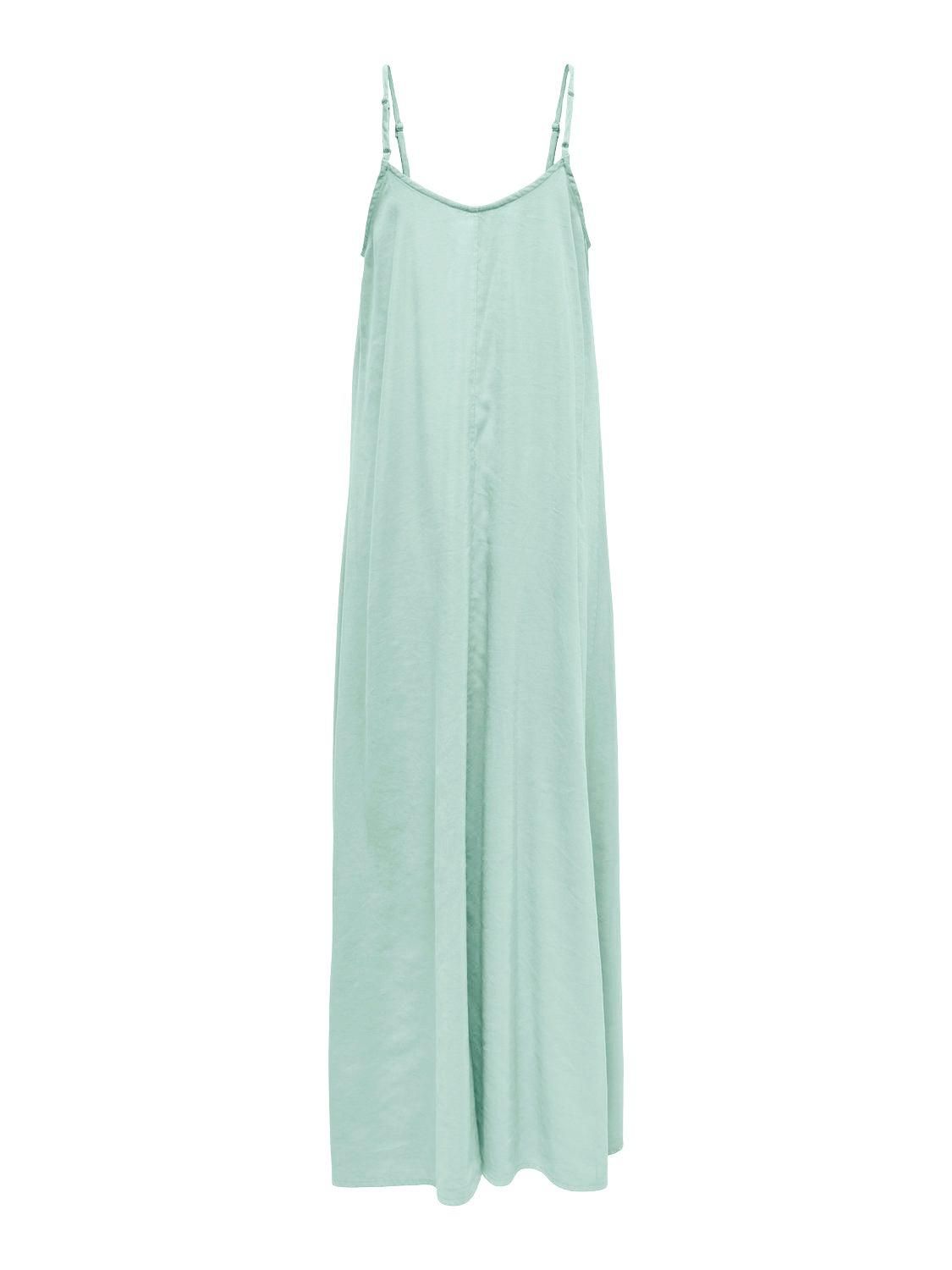 온리 스트랩 롱 원피스 브이넥 루즈핏 15337951_1422 TURQUOISE / GRAY MIST - 상세 이미지 4