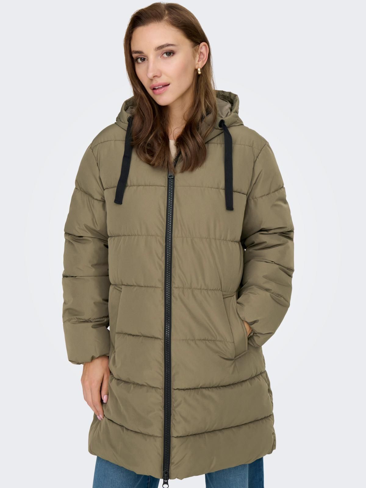 온리 테크니컬 후드 롱 패딩 코트 15359695_189 GREY / STONE GRAY - 상품 이미지