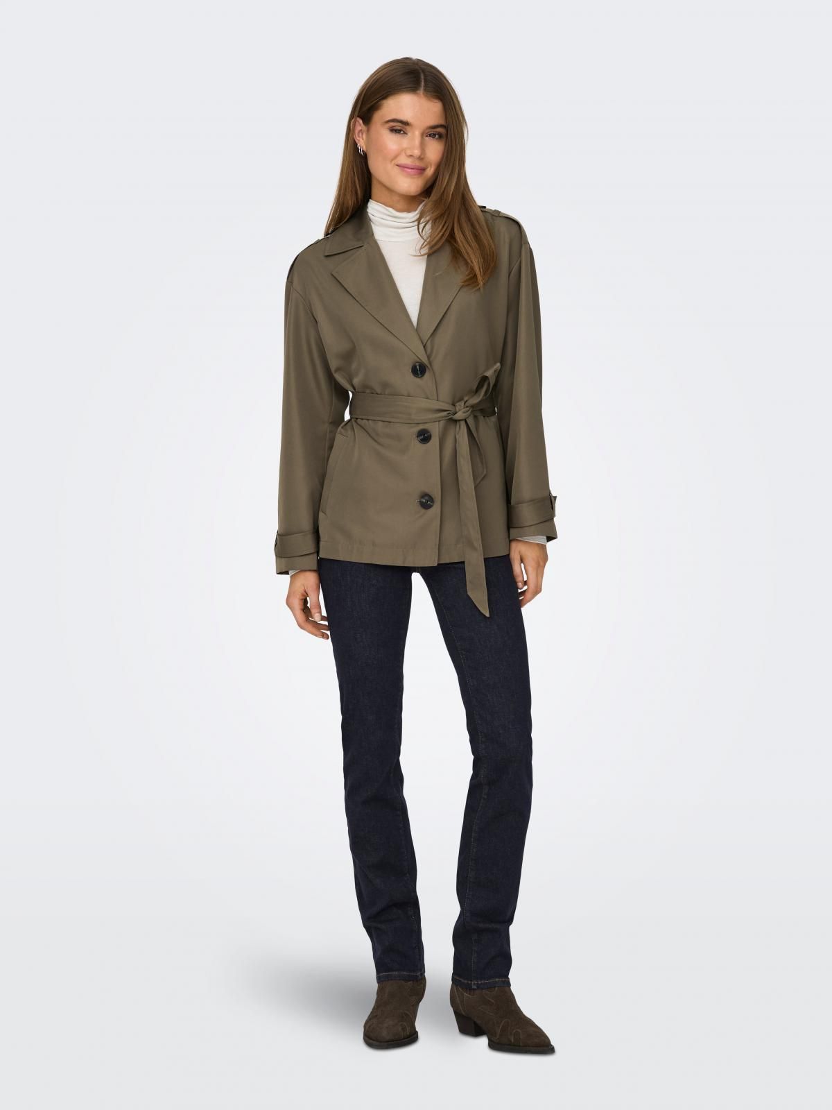 온리 테크니컬 숏 벨트 트렌치코트 15317205_120 GREY / WALNUT - 상세 이미지 5