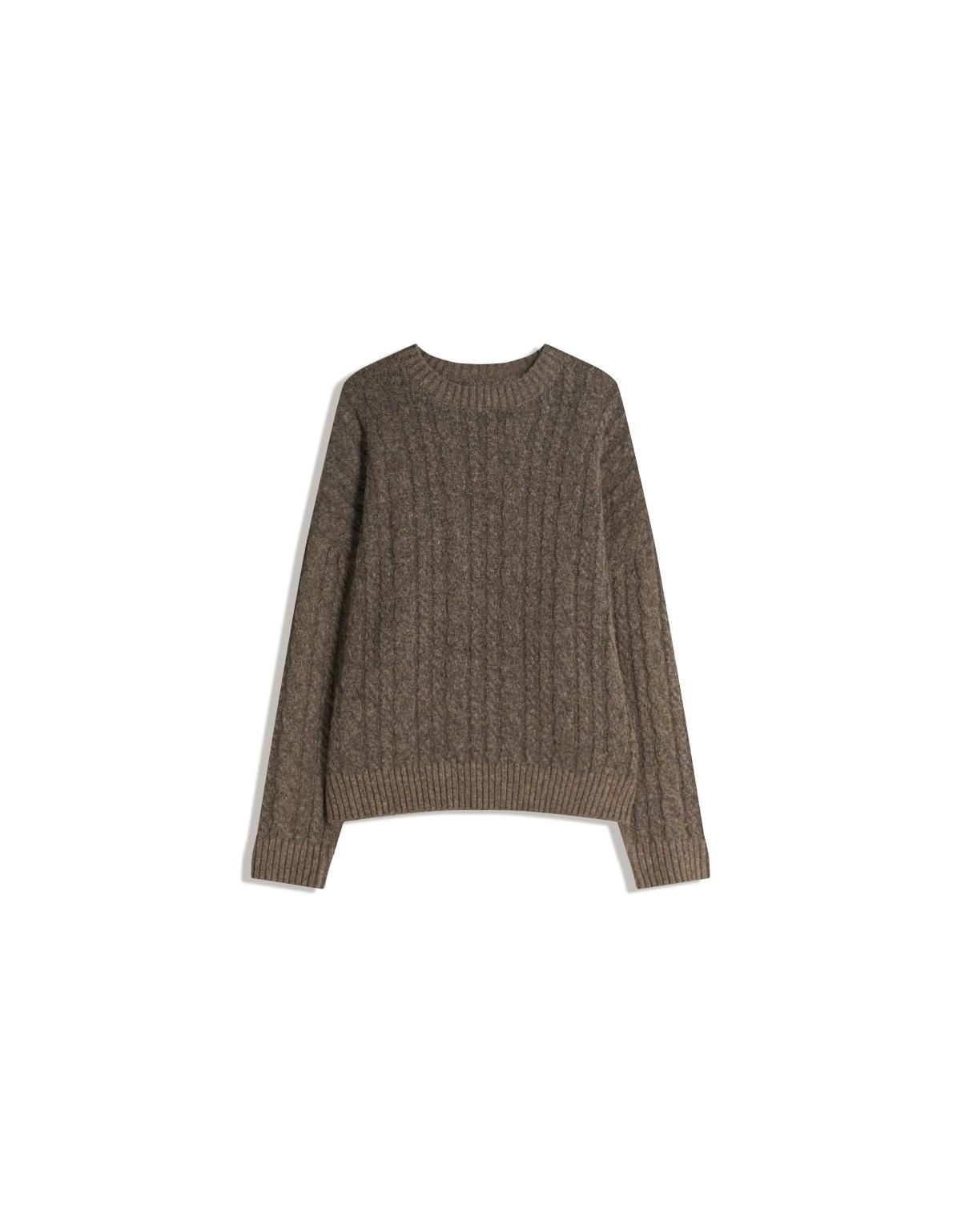 버쉬카 케이블 니트 라운드넥 스웨터 7134/686 BROWN - 상세 이미지 2