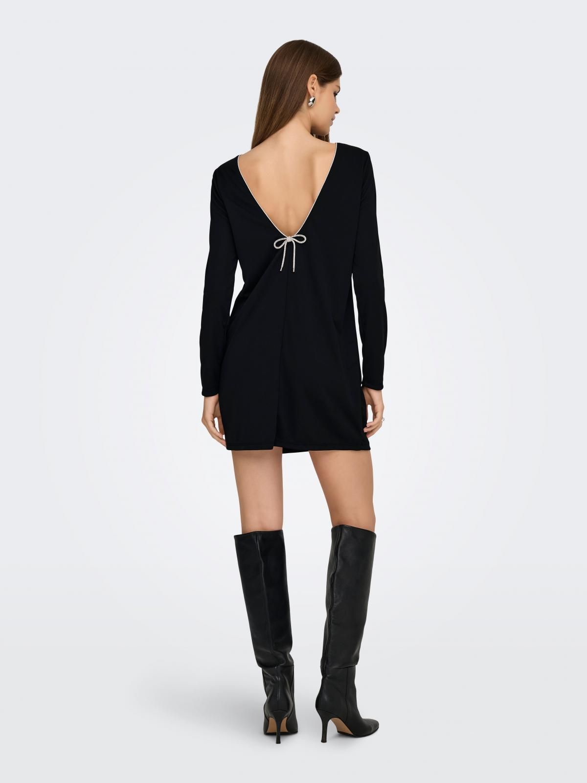 온리 베이직 슬림핏 라운드넥 미니 원피스 15360327_2161_1227630 BLACK / BLACK - 상세 이미지 2