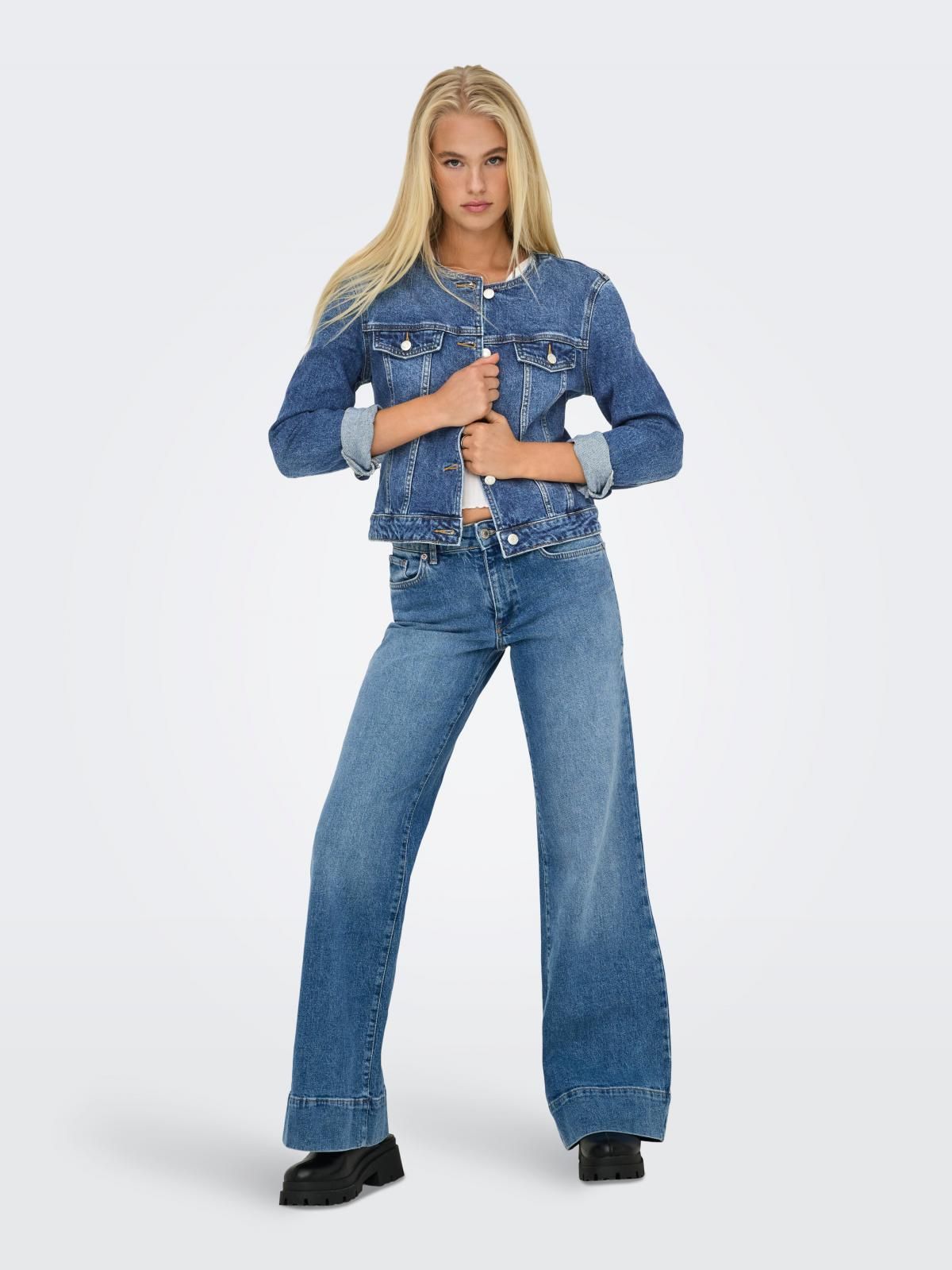 온리 라운드넥 클래식 데님재킷 15357979_2115 BLUE / MEDIUM BLUE DENIM - 상세 이미지 5