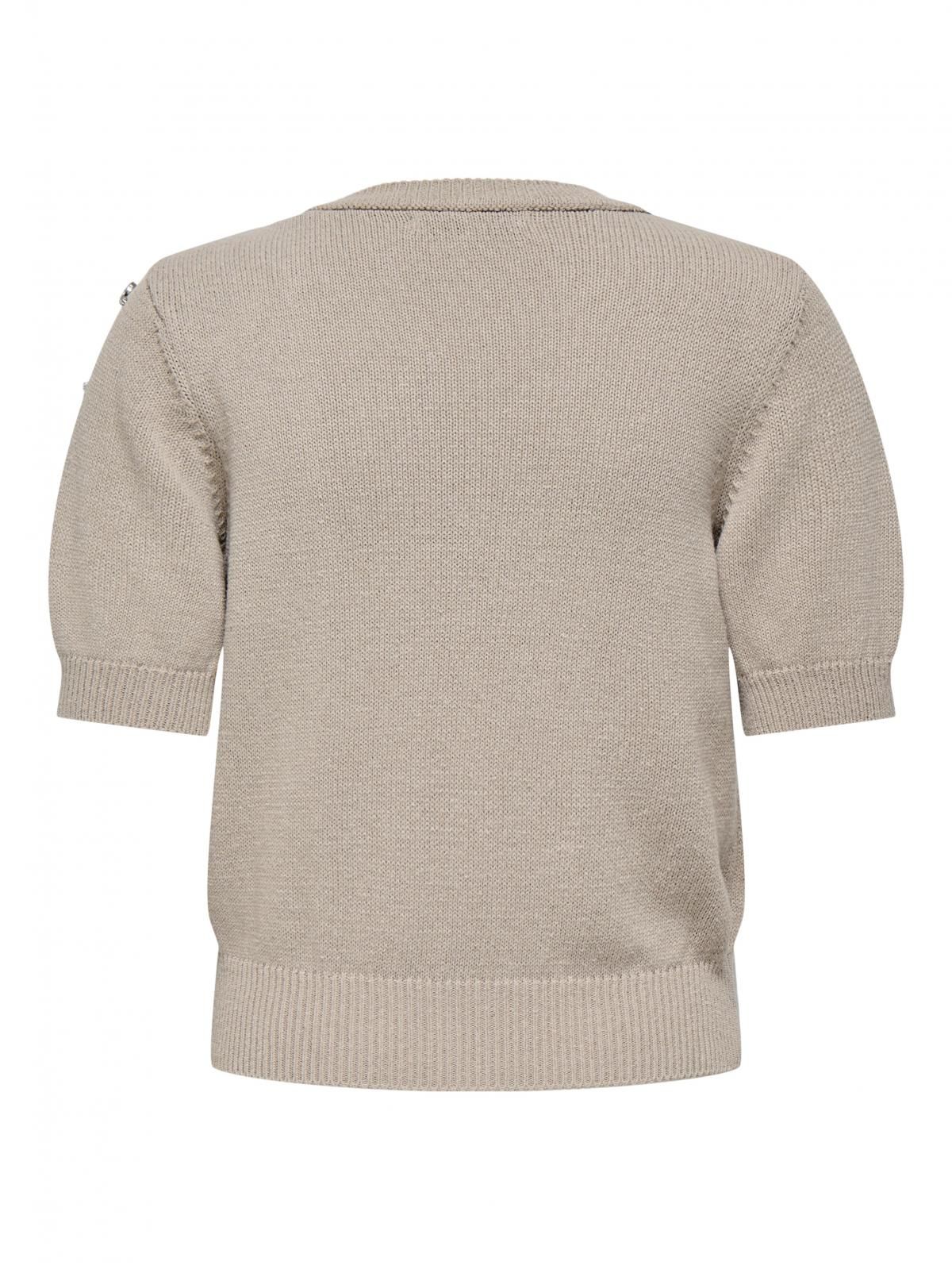 온리 진주장식 라운드넥 반팔 니트 탑 15347291_4481_1182252 GREY / PURE CASHMERE - 상세 이미지 5