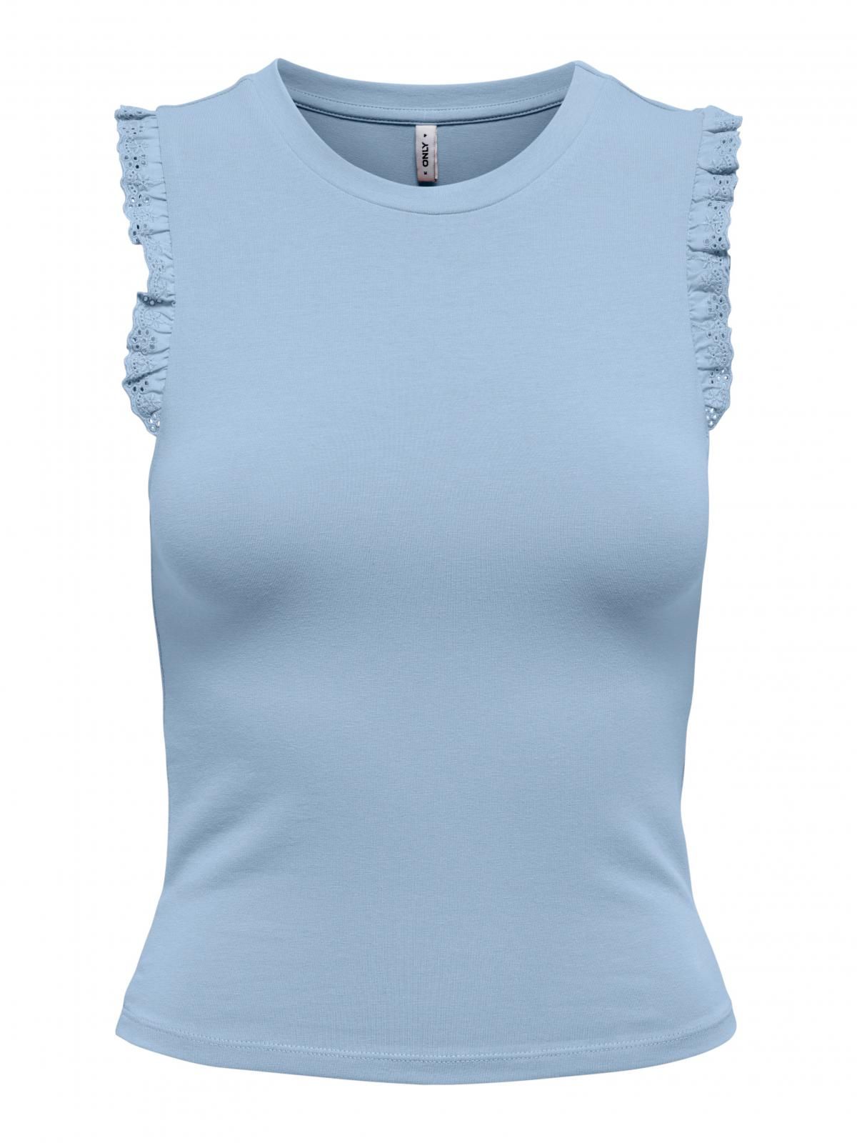 온리 프릴 민소매 티셔츠 라이트블루 15367473_3013 BLUE / SOFT CHAMBRAY - 상세 이미지 4