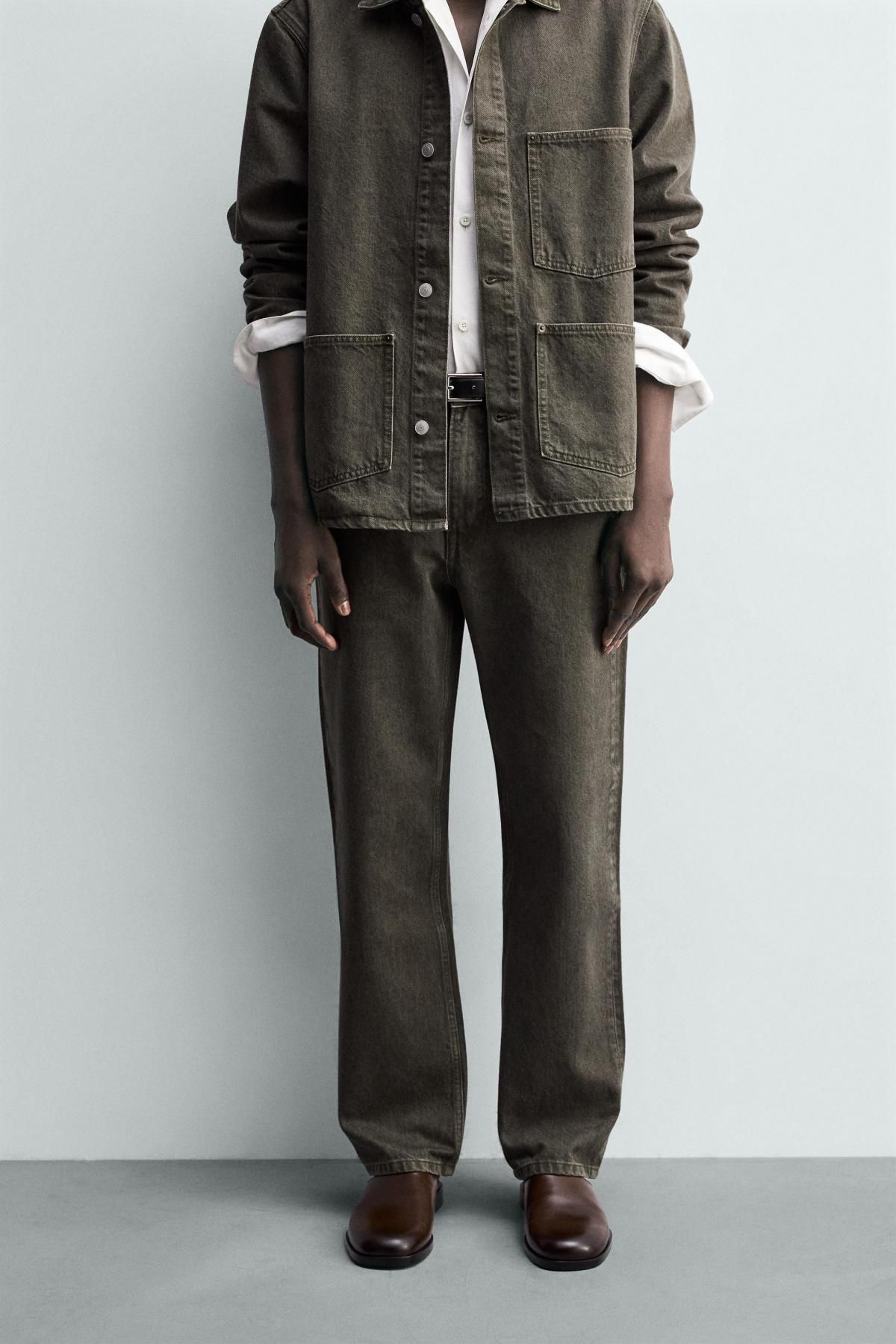 자라 테크니컬 스트레이트핏 데님 진 1300/350 DARK KHAKI - 상세 이미지 3