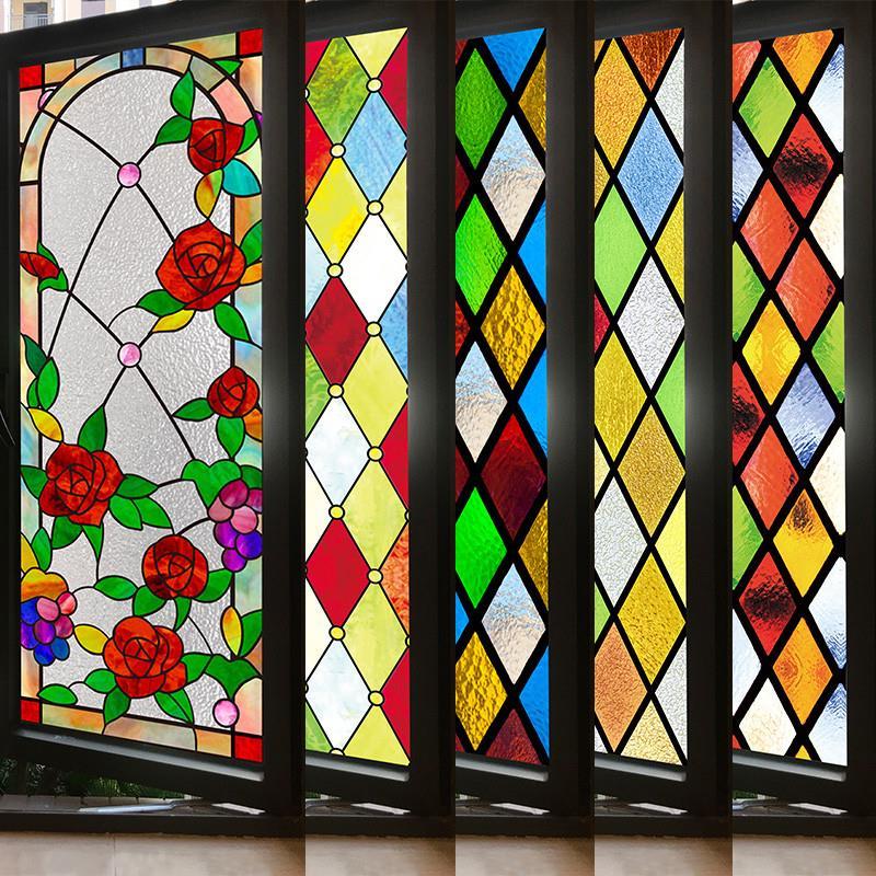 스테인글라스유리 스테인드글라스 시트지 컬러 북유럽 필름 R97 30x100cm - 메인 이미지