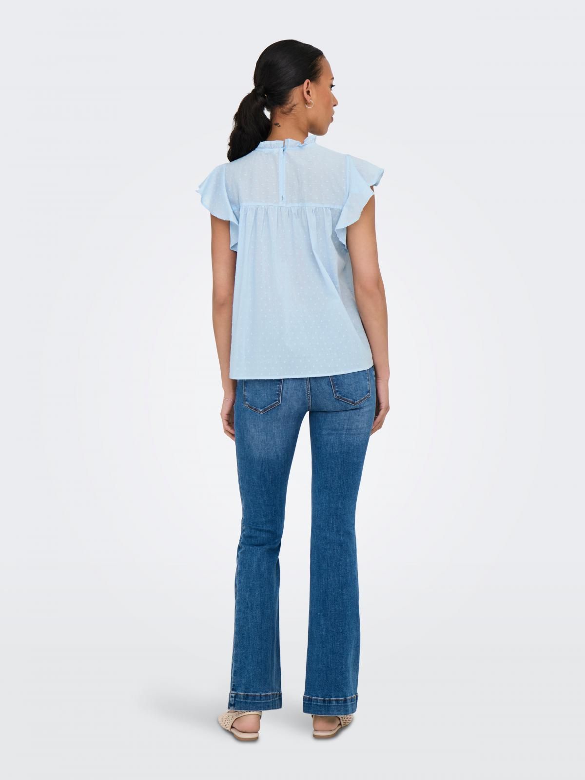 온리 프릴 라이트 블루 플레어 블라우스 15337637_1243 BLUE / CASHMERE BLUE - 상세 이미지 3