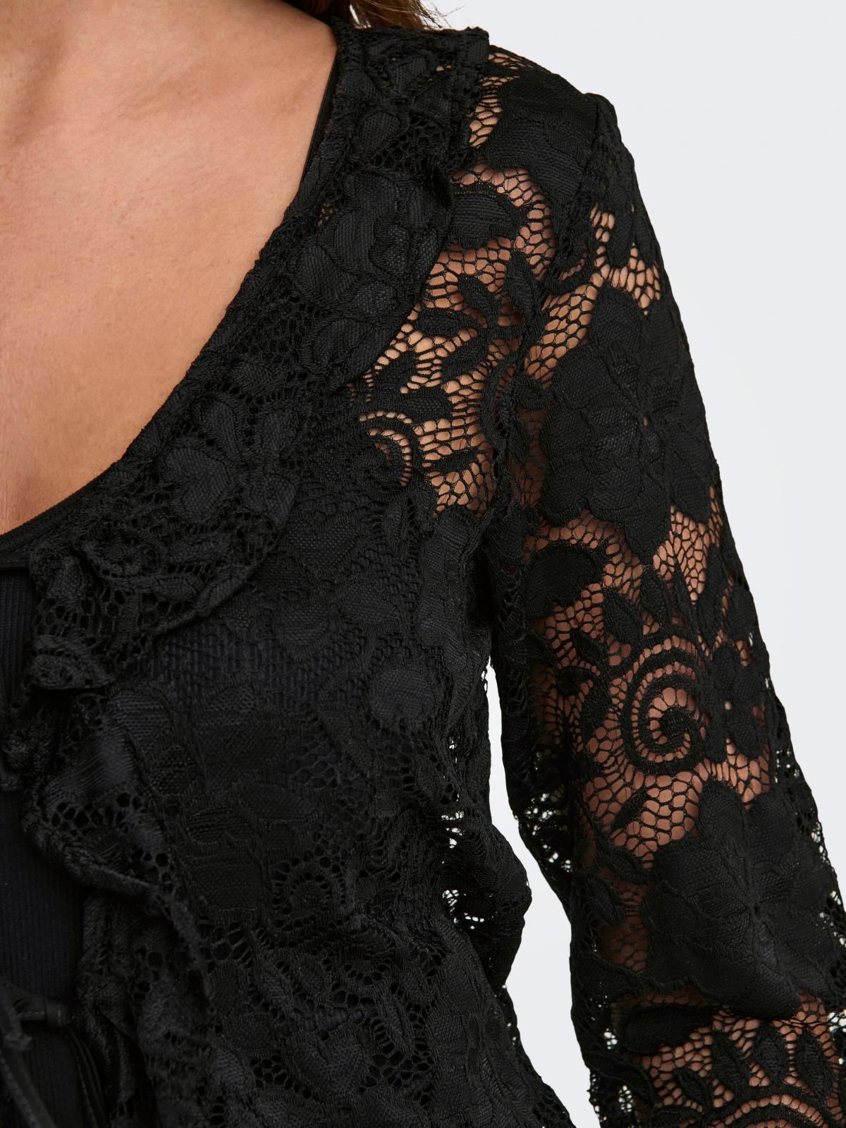 제이디와이 레이스 블랙 브이넥 가디건 15352632_2161 BLACK / BLACK 이미지 7