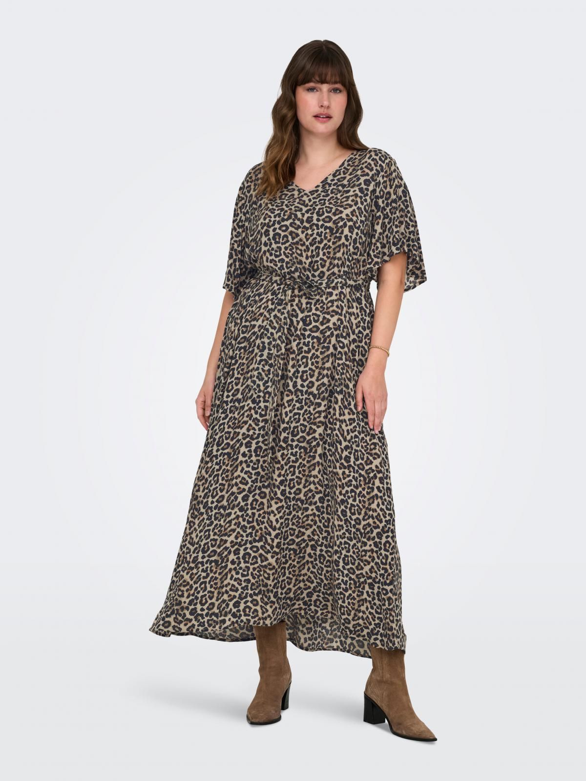 온리 레오파드 플레어 롱 원피스 벨트 브이넥 15355491_115_1211429 - 상품 이미지