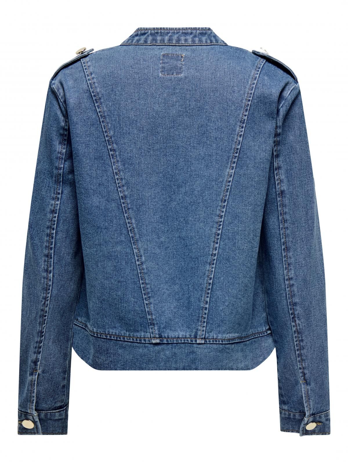 온리 트렌디 버튼 장식 데님 재킷 15353227_2115 BLUE / MEDIUM BLUE DENIM - 상세 이미지 4