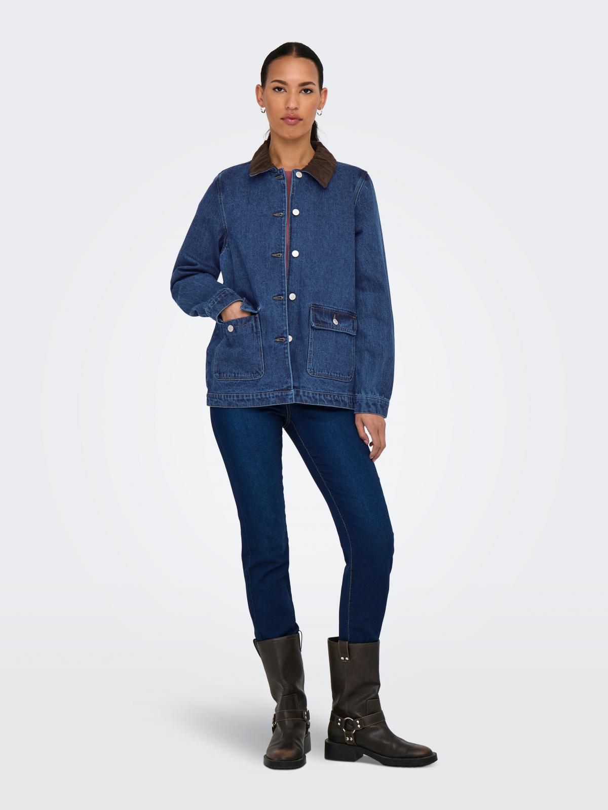 온리 테크니컬 클래식 데님 재킷 15359084_2114 BLUE / DARK BLUE DENIM - 상세 이미지 5