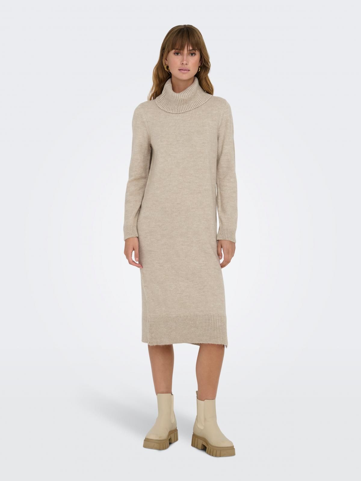 온리 니트 하이넥 미디 원피스 15214595_115_892906 BEIGE / PUMICE STONE - 상세 이미지 2
