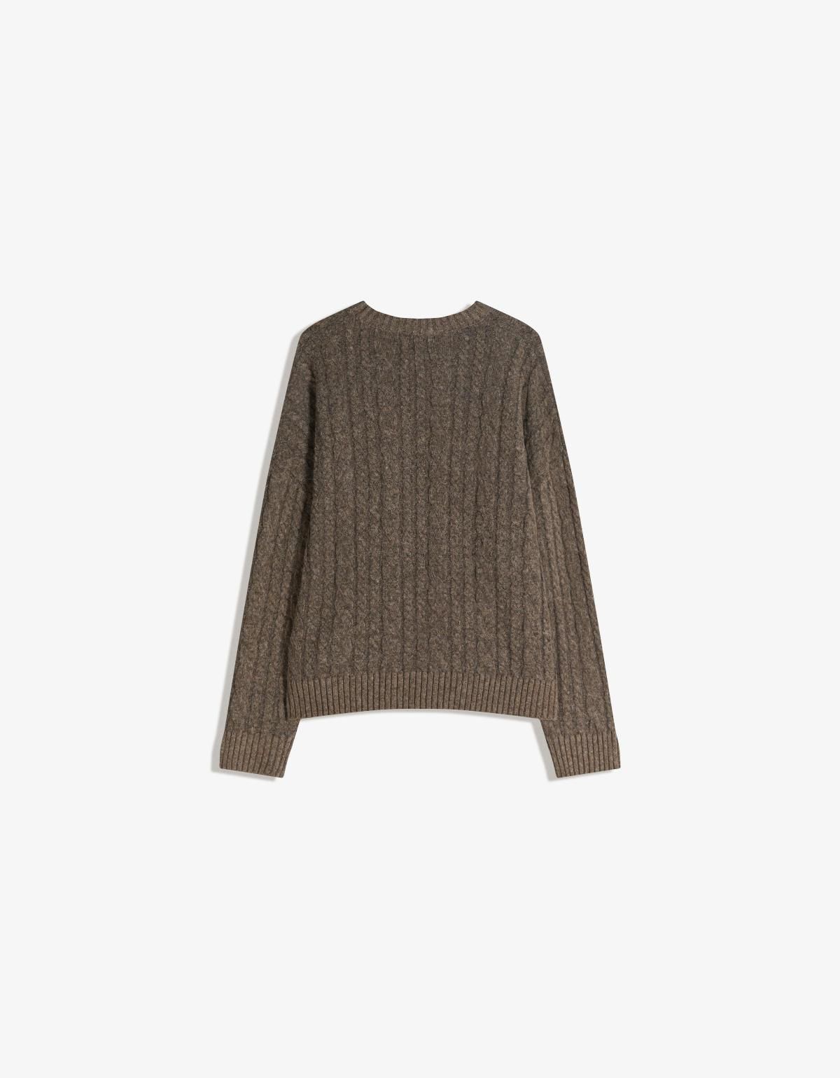 버쉬카 케이블 니트 라운드넥 스웨터 7134/686 BROWN - 상세 이미지 3