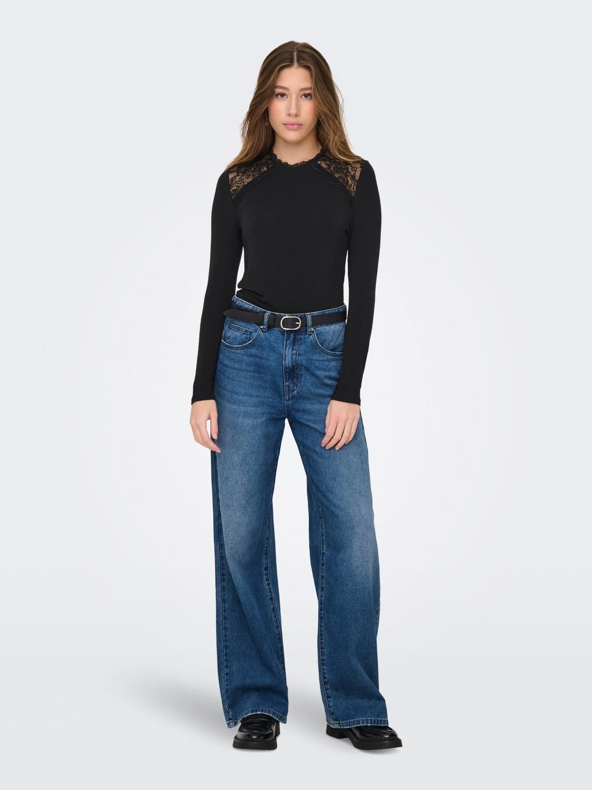 제이디와이 레이스 하이넥 블랙 긴팔 티셔츠 15339275_2161 BLACK / BLACK - 상세 이미지 5