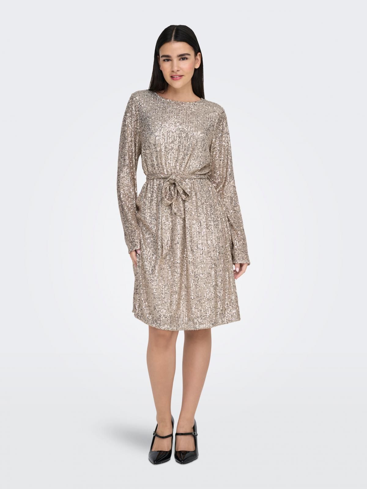 온리 파티 시퀸 벨티드 미니 원피스 15333851_115_1161347 BEIGE / PUMICE STONE - 상세 이미지 2