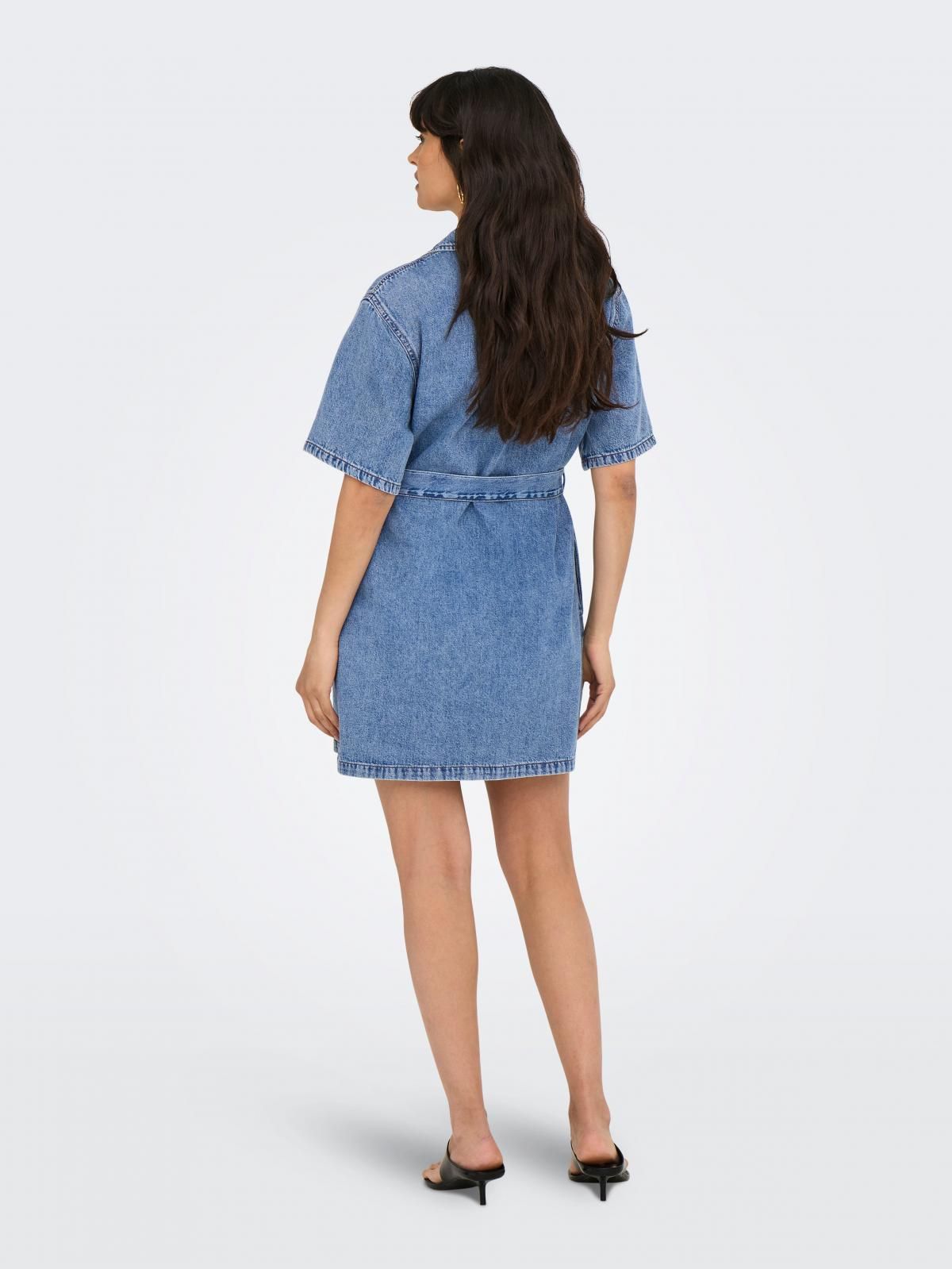 온리 데님 미니 브이넥 벨트 원피스 15358188_2116 BLUE / LIGHT BLUE DENIM - 상세 이미지 2