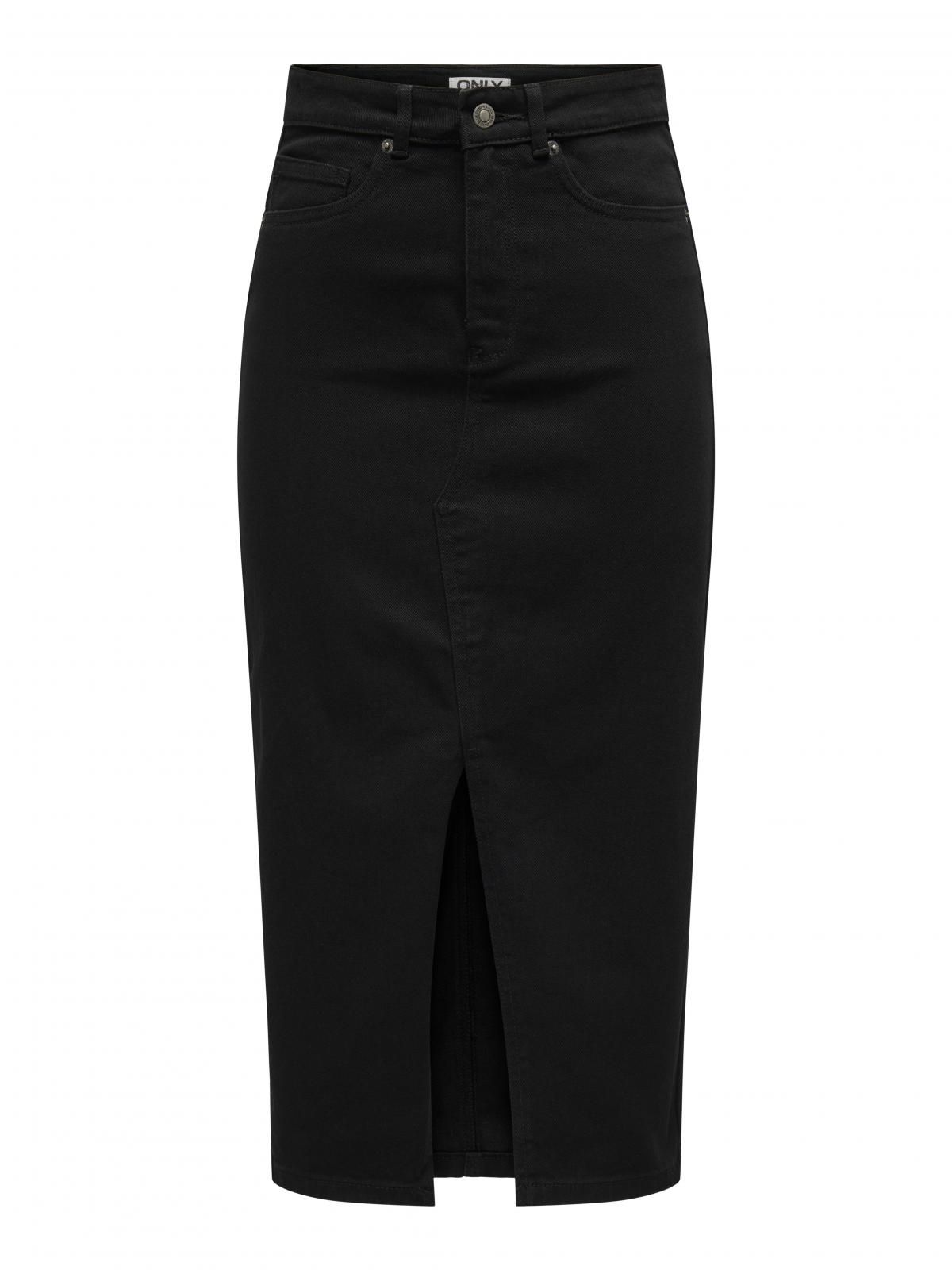 온리 블랙 데님 미디 스커트 슬릿 포켓 15324365_2103 BLACK / BLACK DENIM - 상세 이미지 3