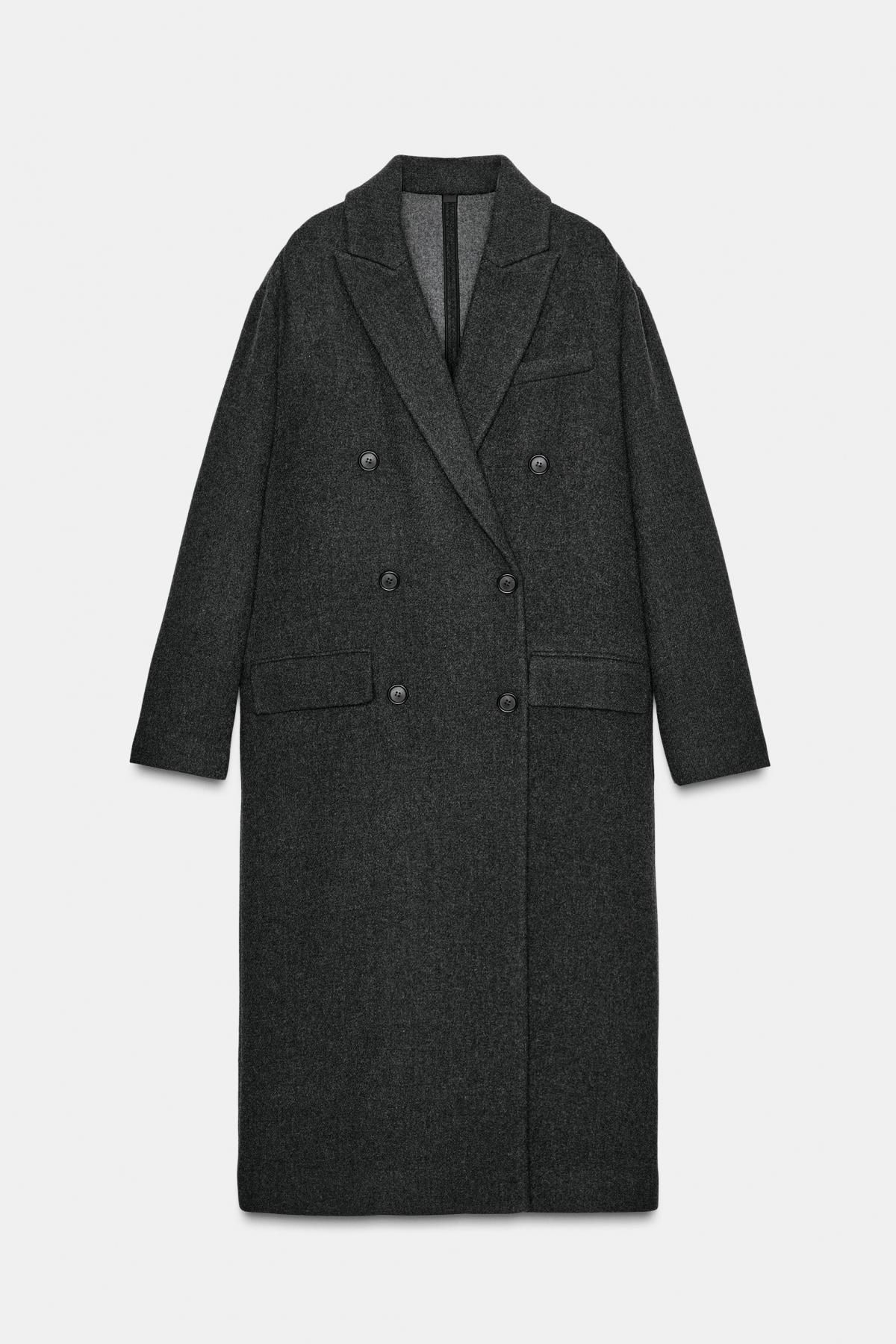 자라 울 혼방 클래식 오버사이즈 롱코트 8862/877 GREY MARL - 상품 이미지