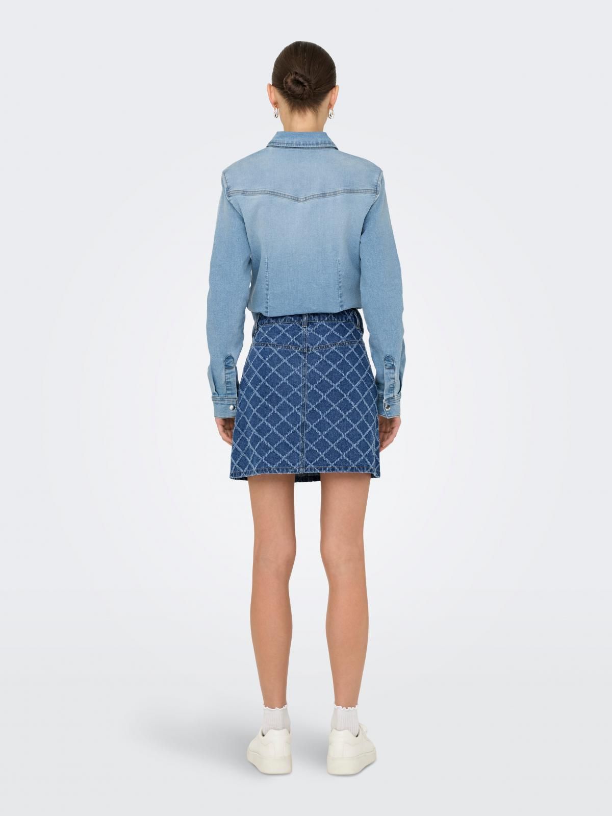 제이디와이 체크 데님 미니 스커트 슬릿 포켓 15353307_2115 BLUE / MEDIUM BLUE DENIM - 상세 이미지 2