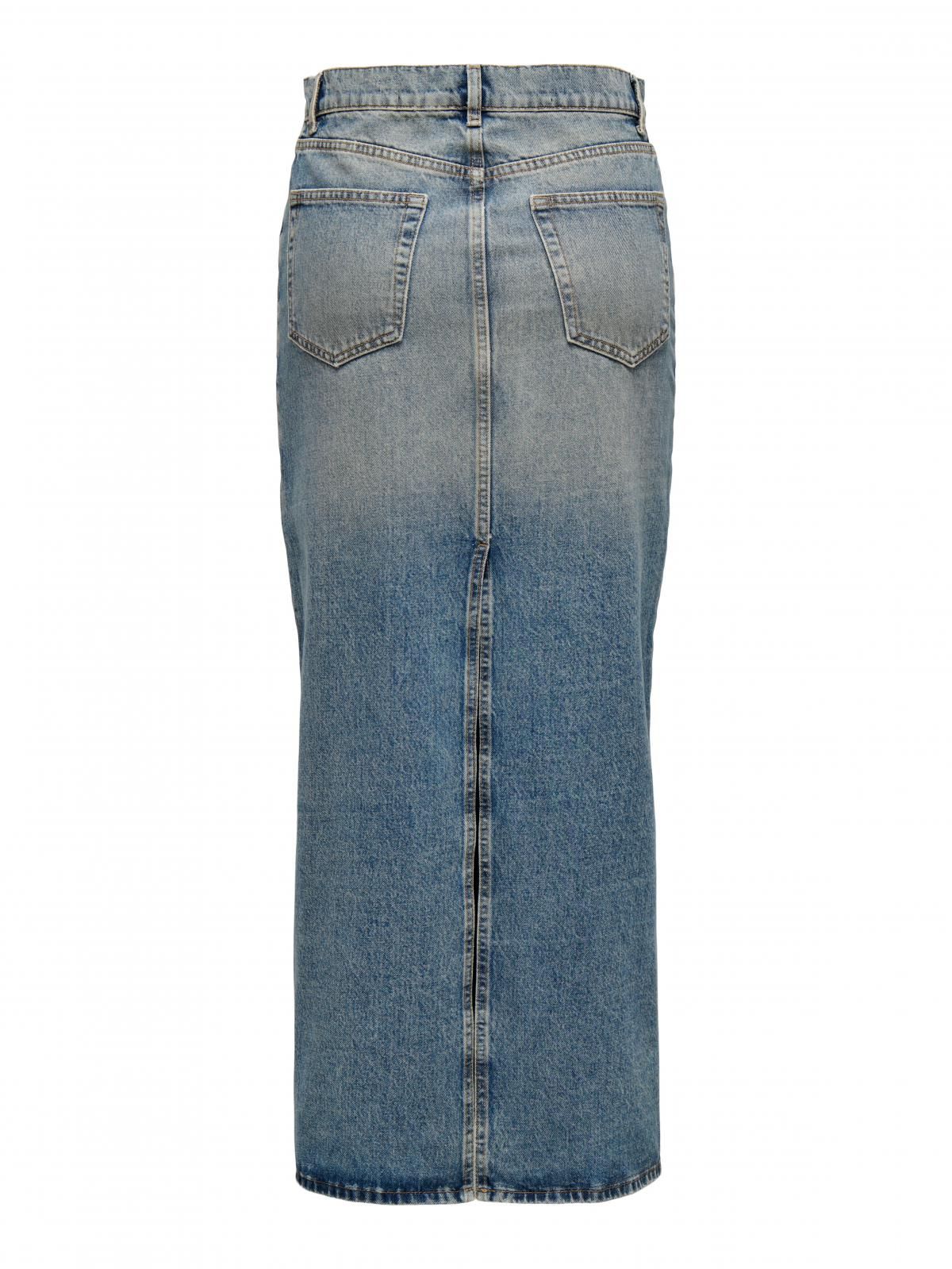 온리 포켓 버튼 데님 롱 스커트 15332415_2115 BLUE / MEDIUM BLUE DENIM - 상세 이미지 4