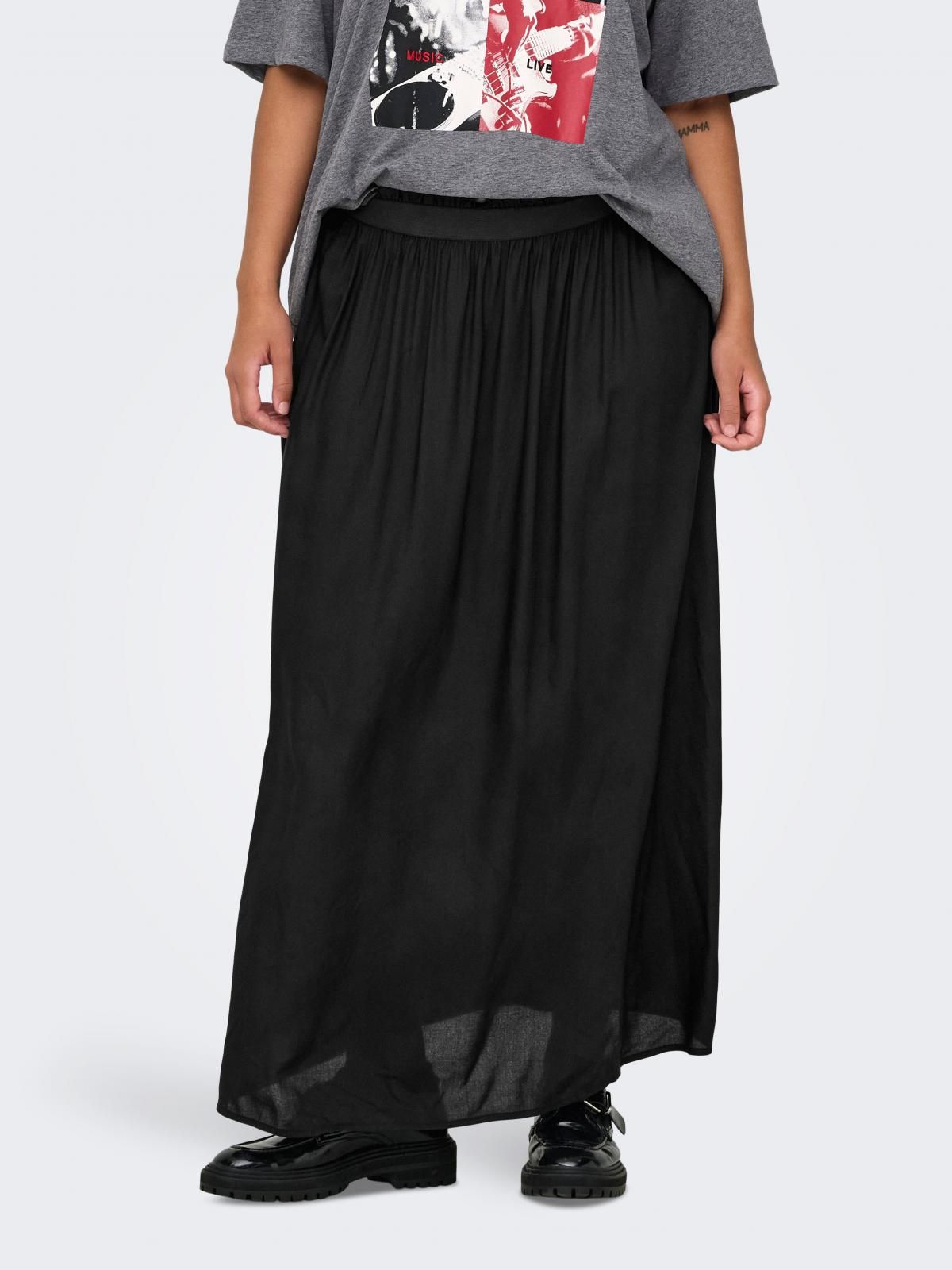온리 빅사이즈 밴딩 블랙 롱 스커트 15316019_2161 BLACK / BLACK - 상품 이미지